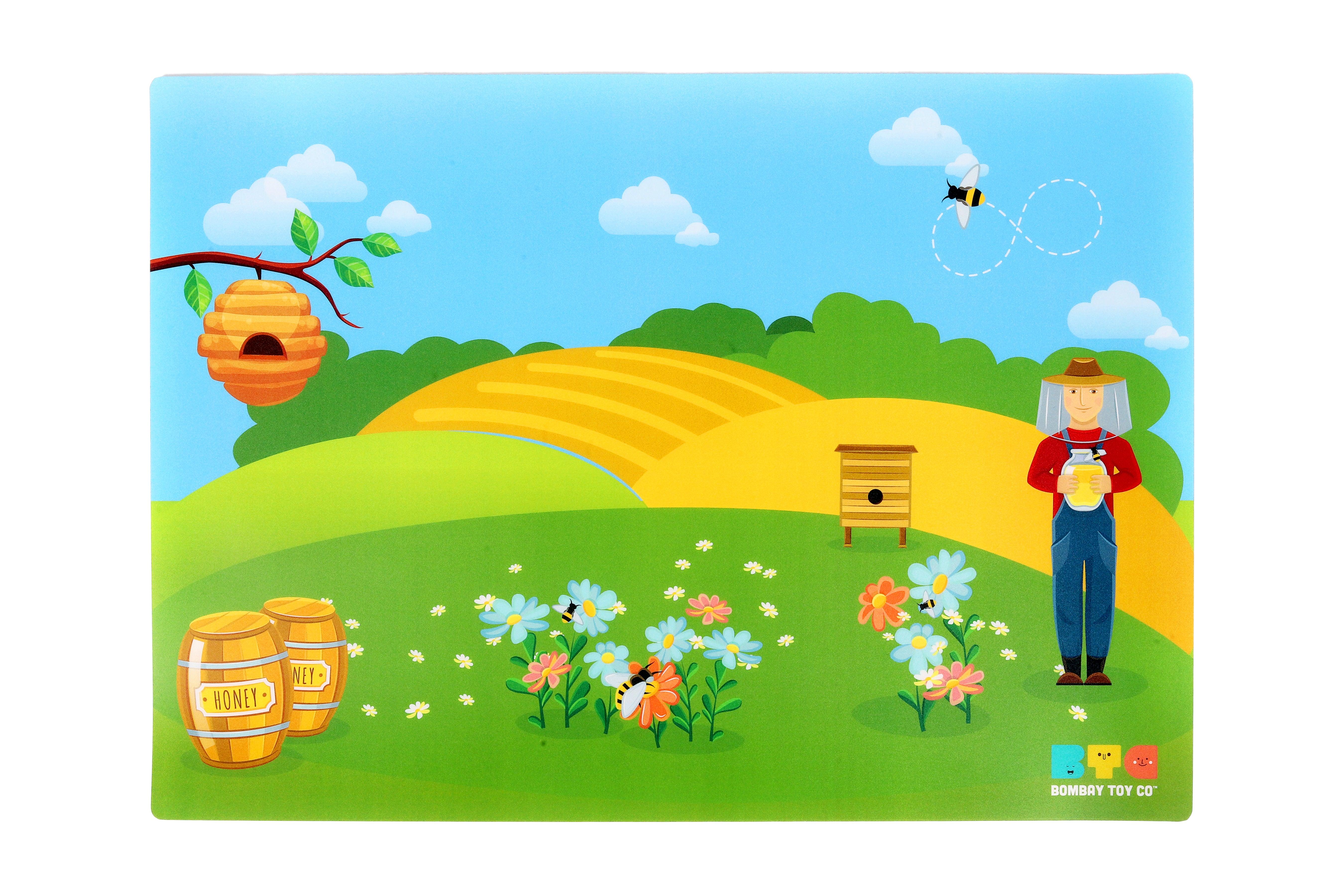Play Dough Mat | Honeybee Theme | Reusable - Bombay Toy Company