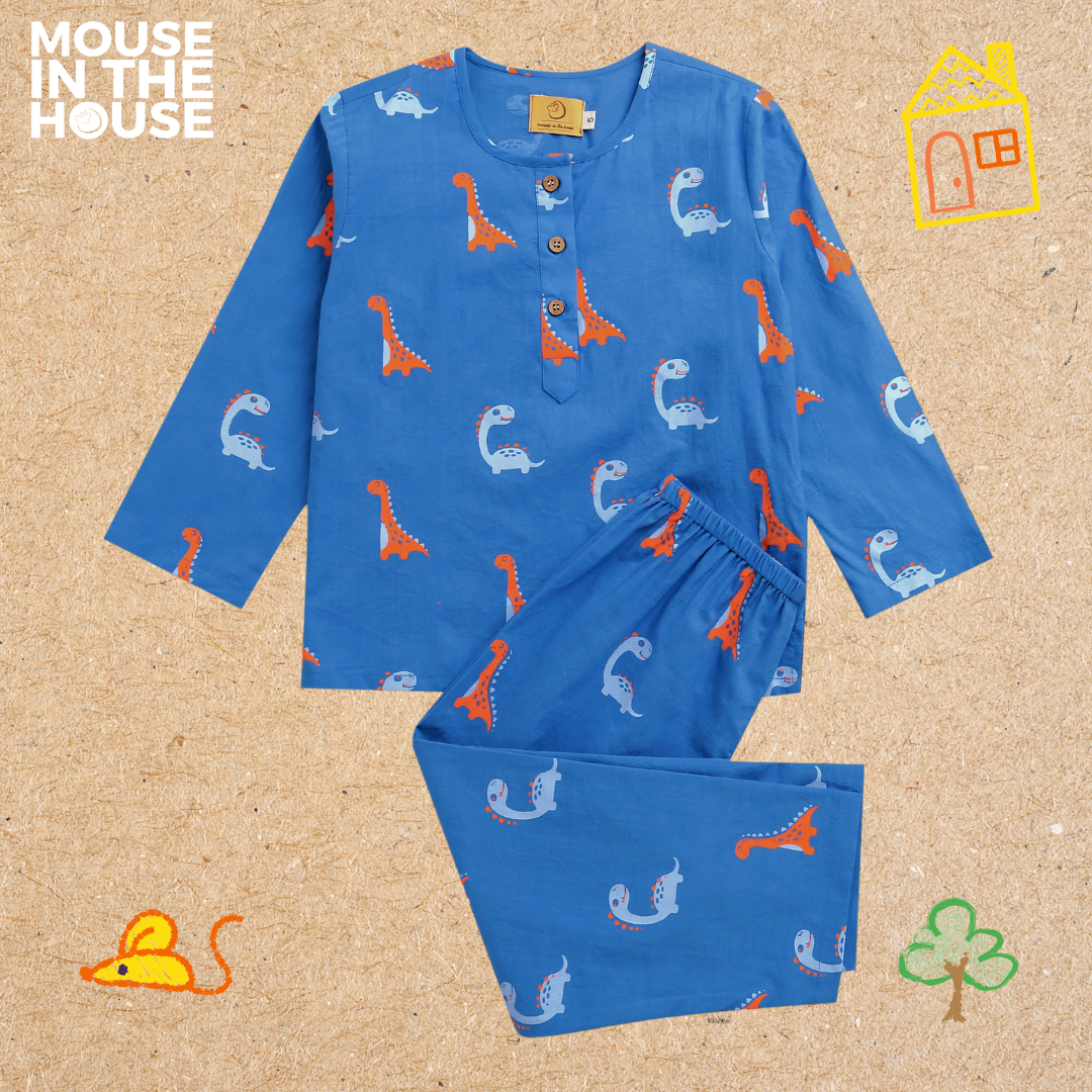 Dino Friends (Blue)- Unisex Nightdress