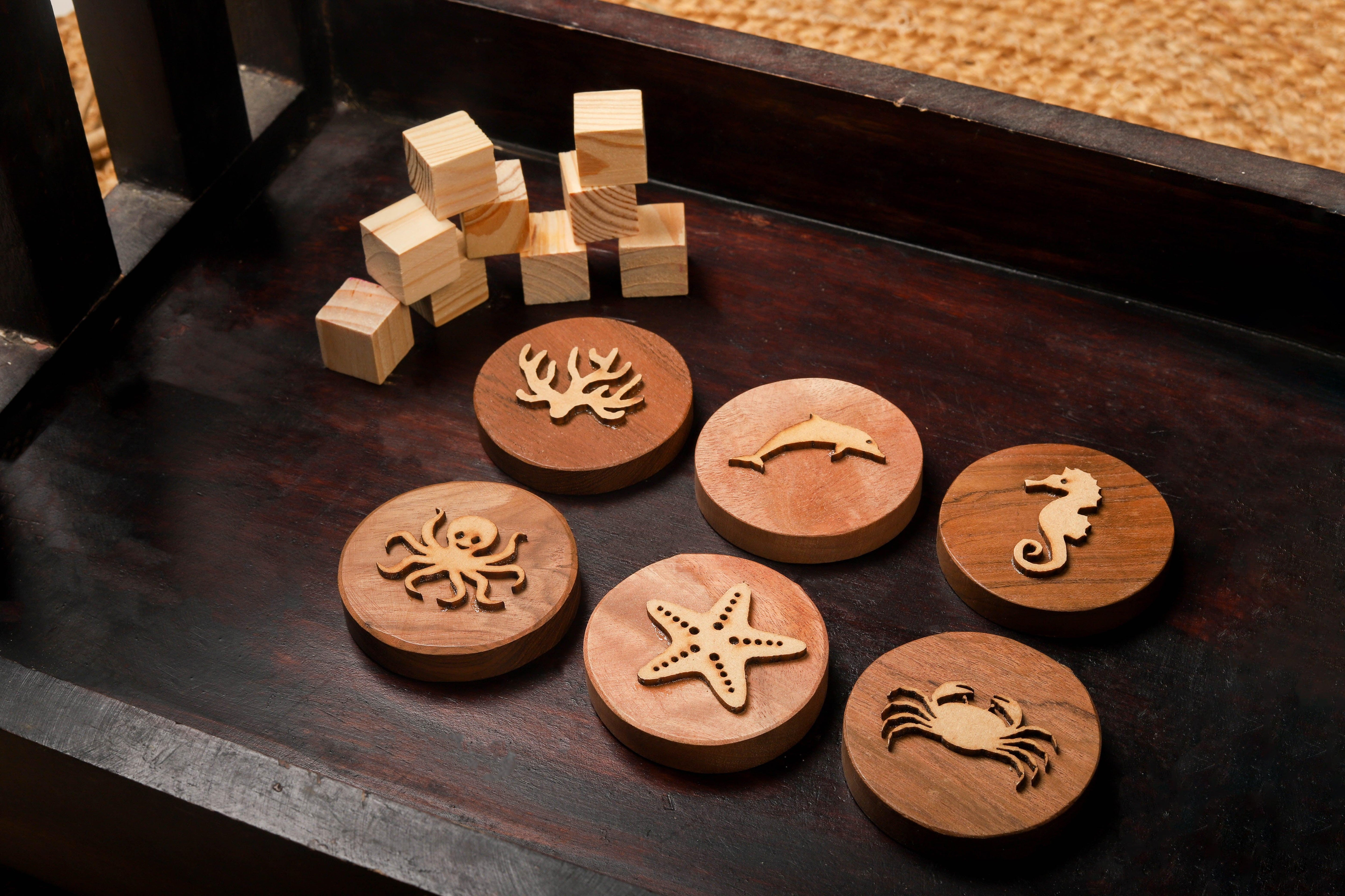 Play Dough Wooden Stamps | Ocean Creatures - Bombay Toy Company