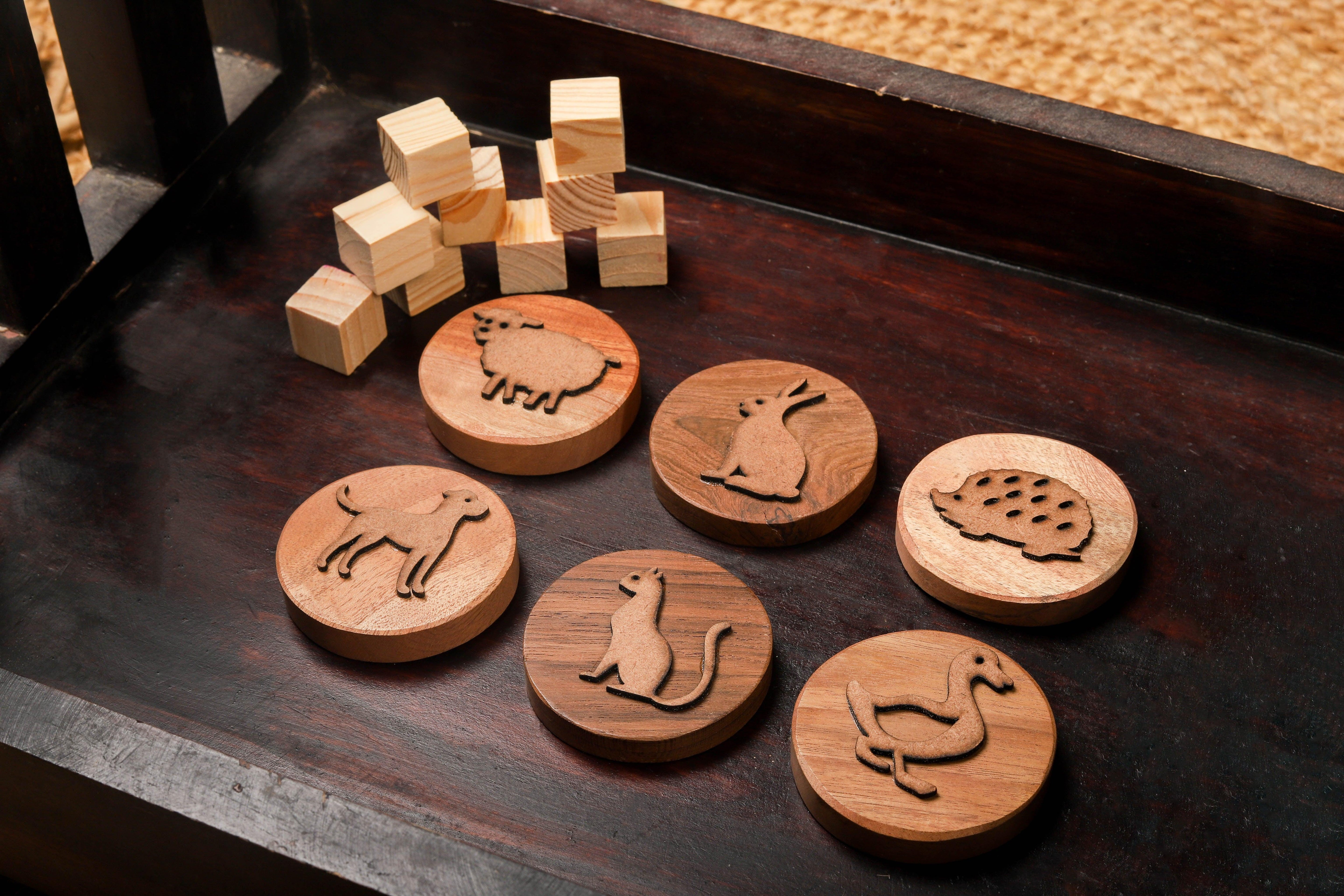 Play Dough Wooden Stamps | Animals - Bombay Toy Company
