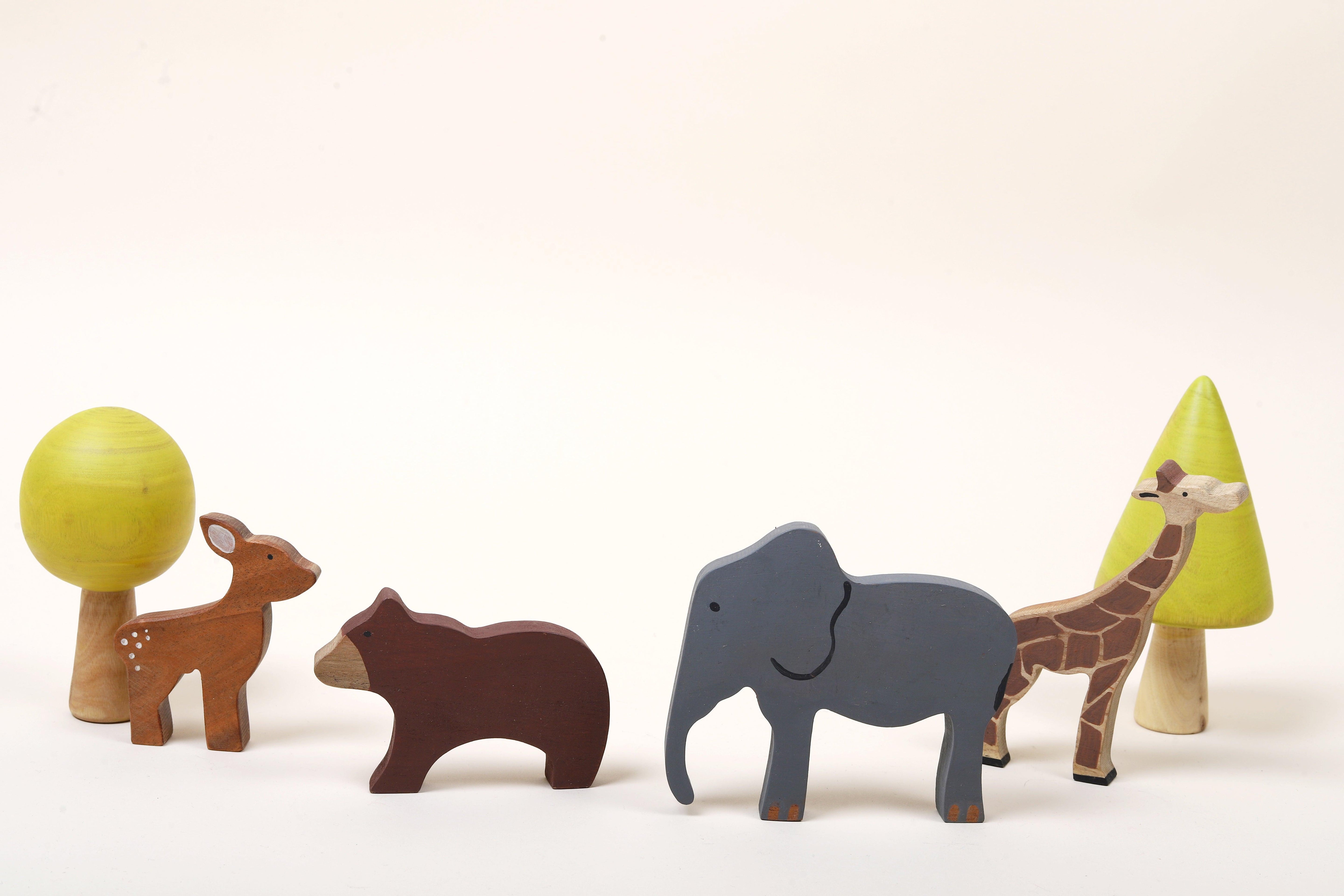 Wooden Wild Animals Toys - Bombay Toy Company