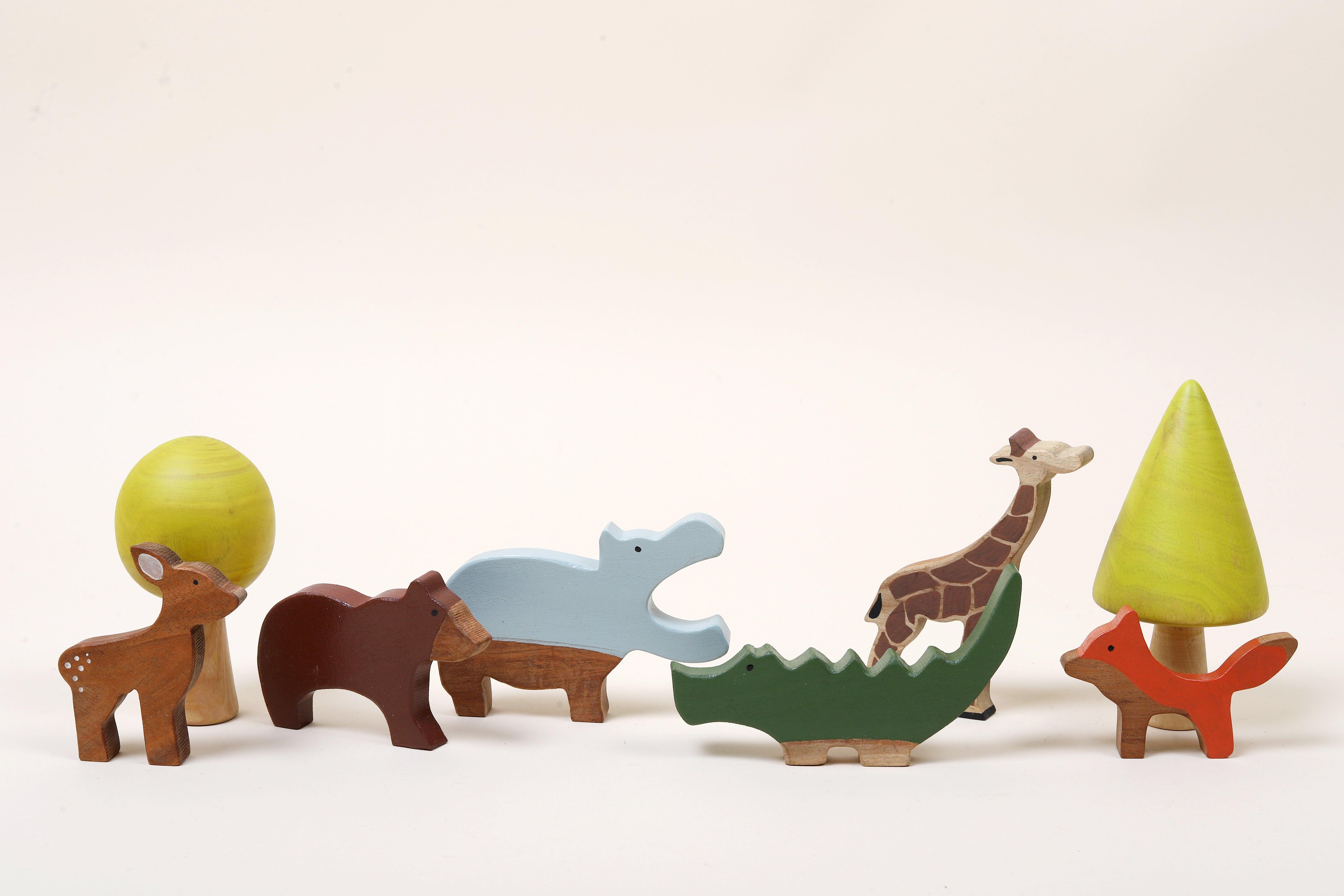 Wooden Wild Animals Toys - Bombay Toy Company