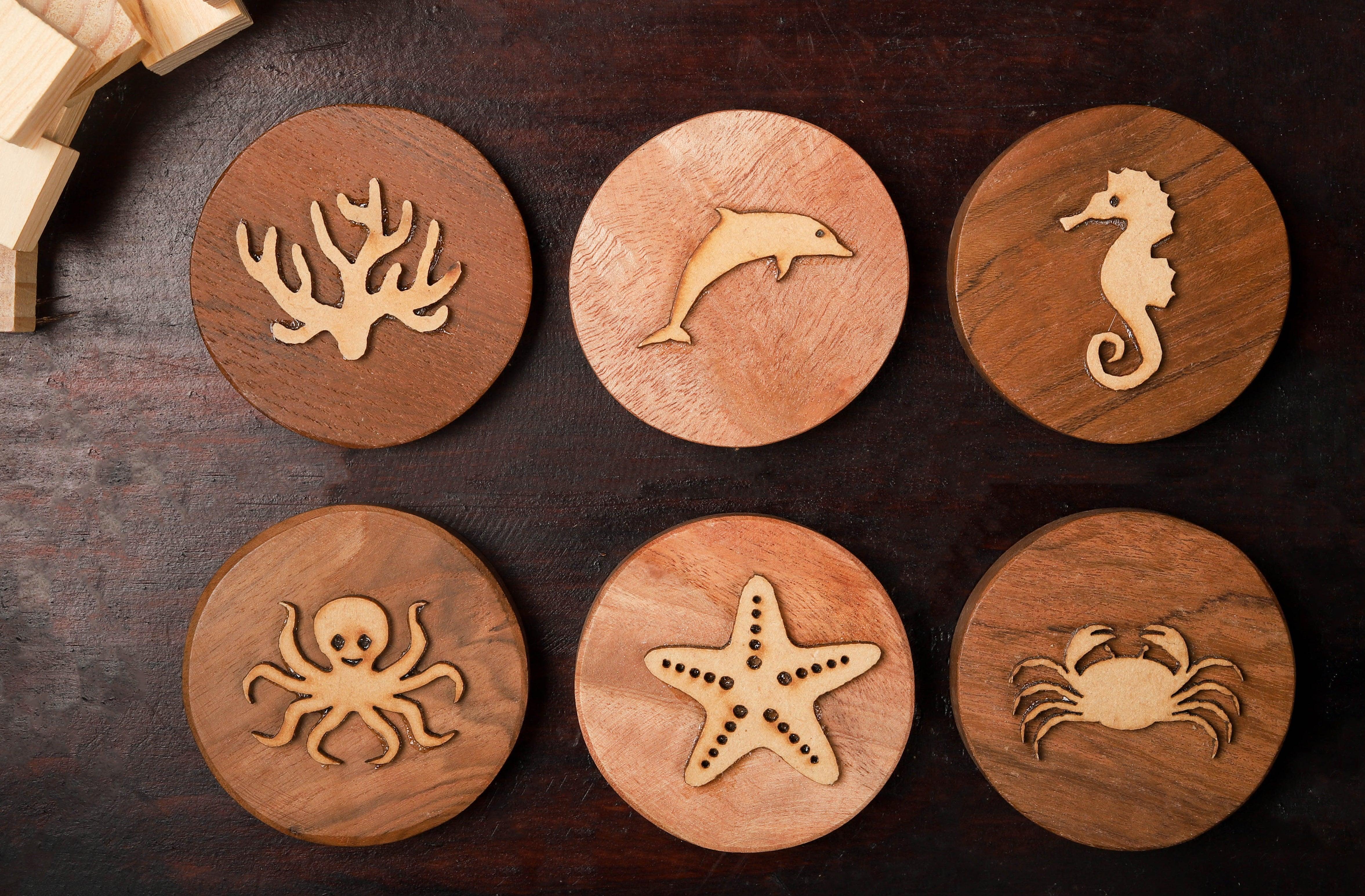 Play Dough Wooden Stamps | Ocean Creatures - Bombay Toy Company