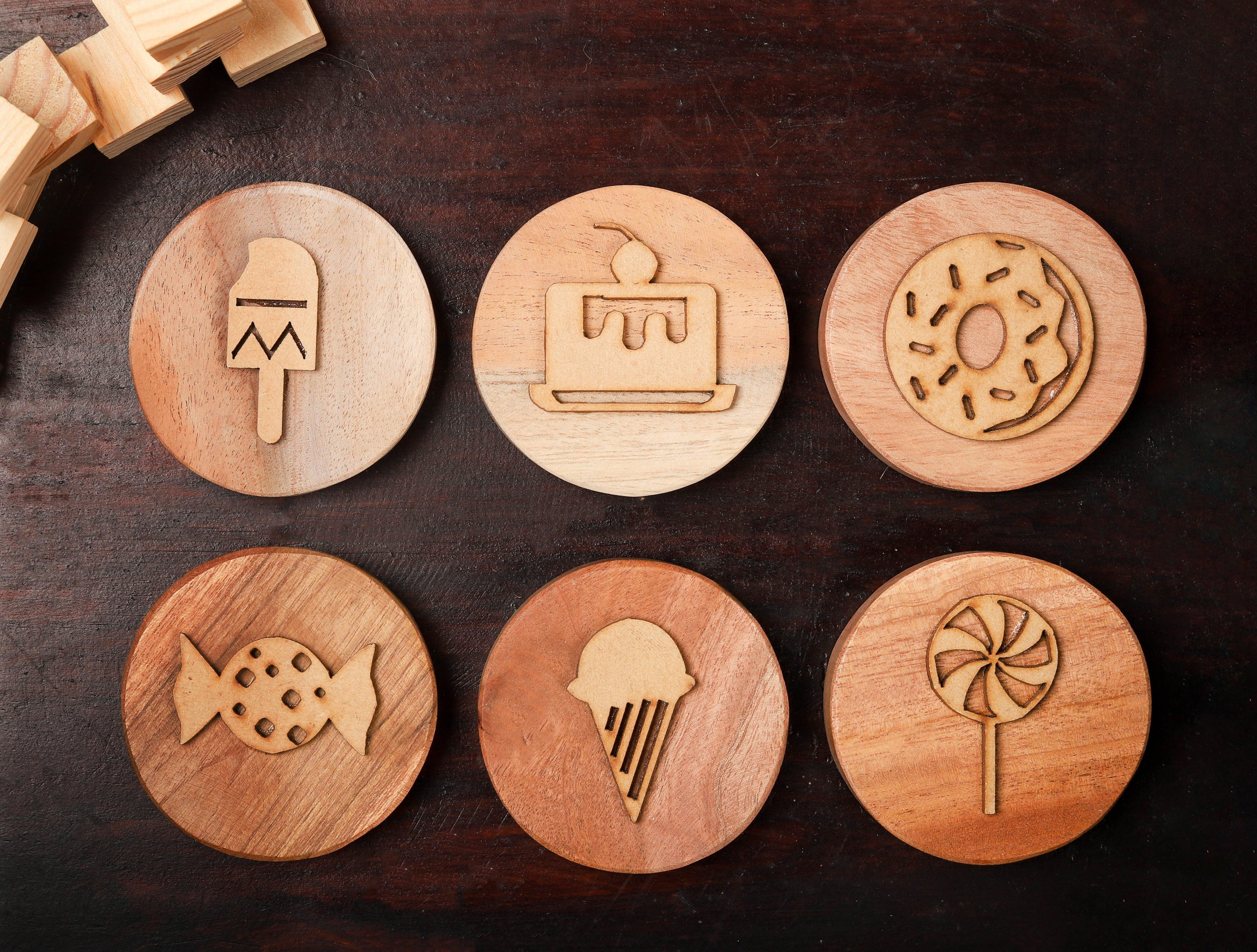 Play Dough Wooden Stamps | Ice cream and Cakes - Bombay Toy Company