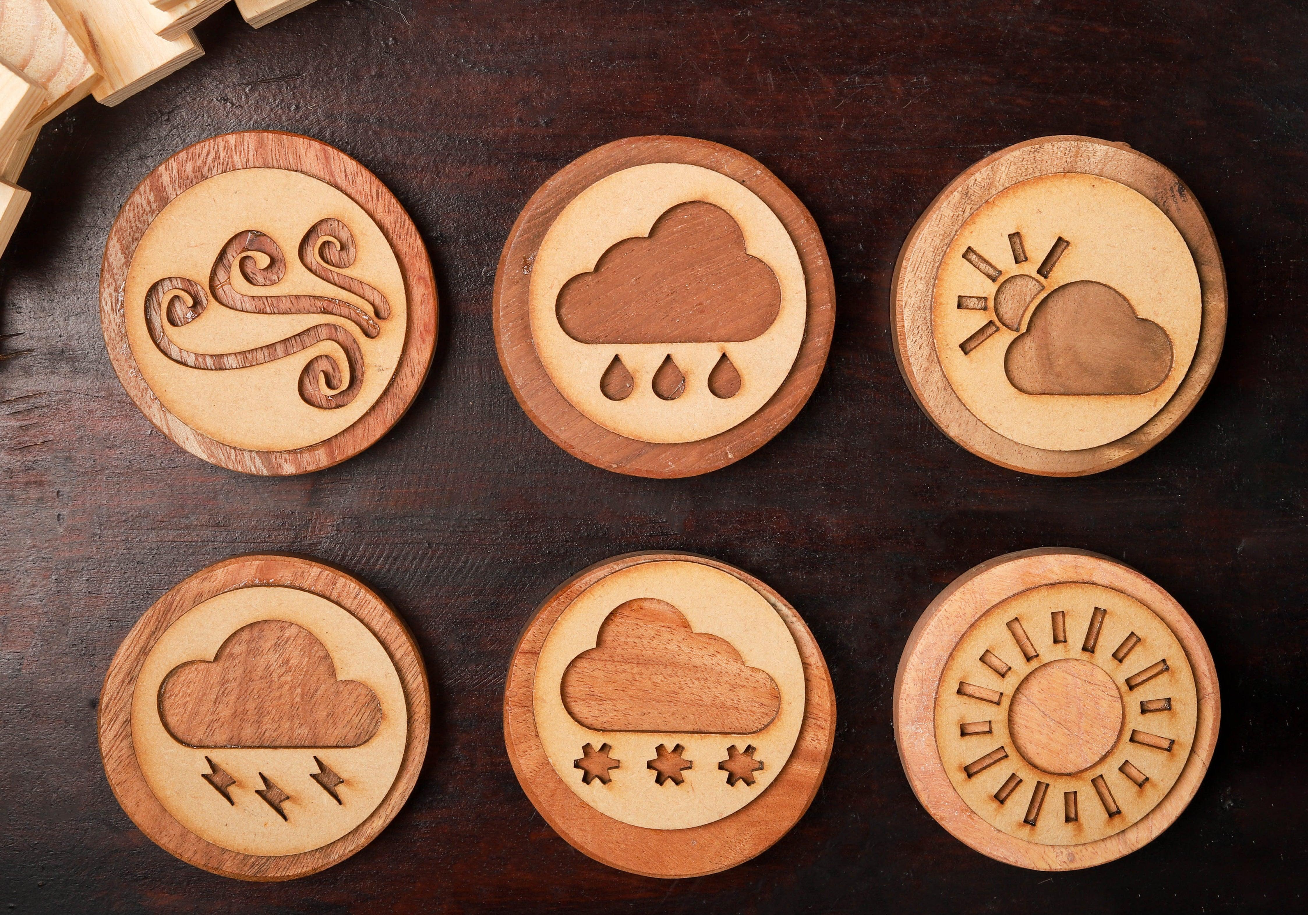 Play Dough Wooden Stamps | Weather Lessons - Bombay Toy Company