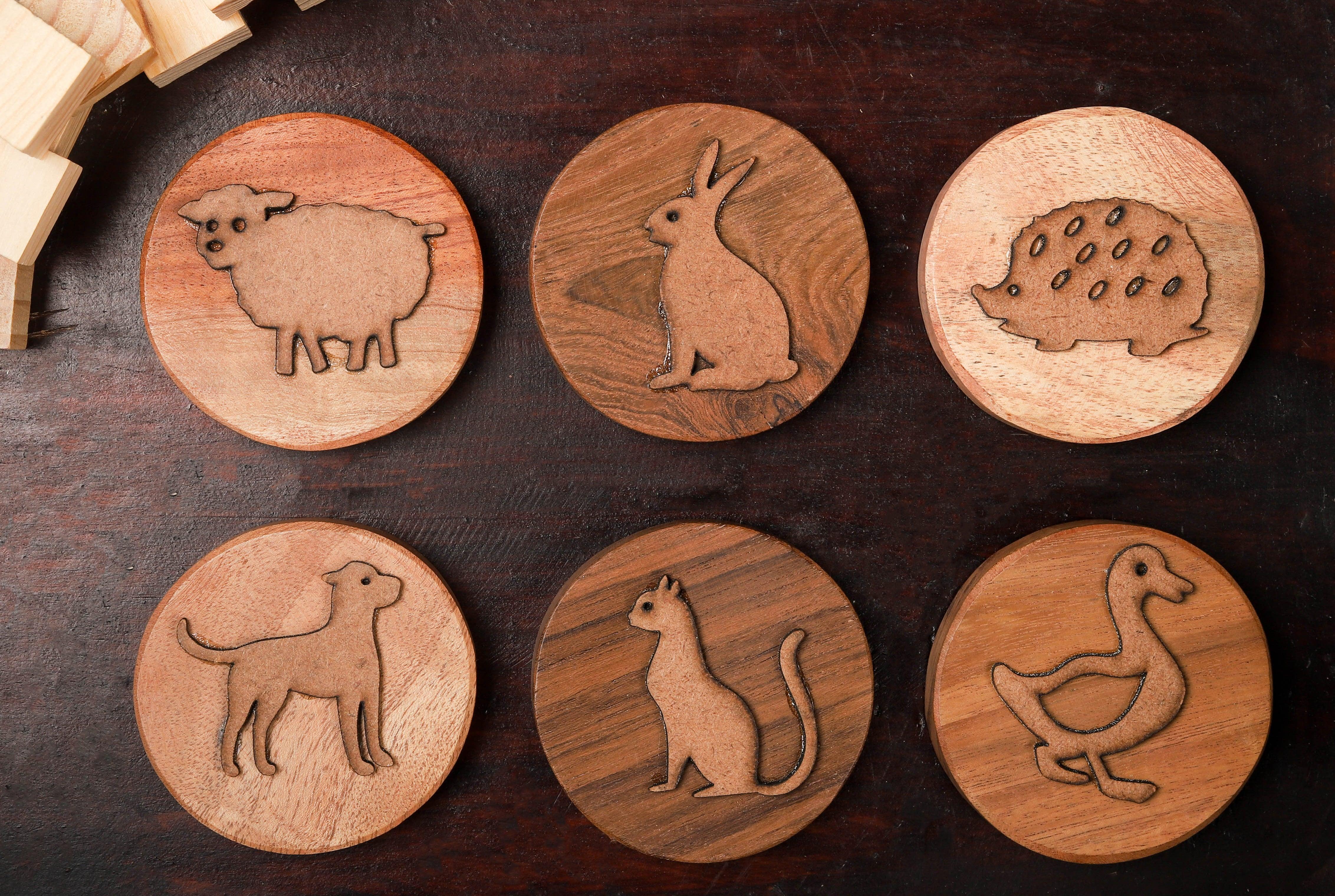 Play Dough Wooden Stamps | Animals - Bombay Toy Company
