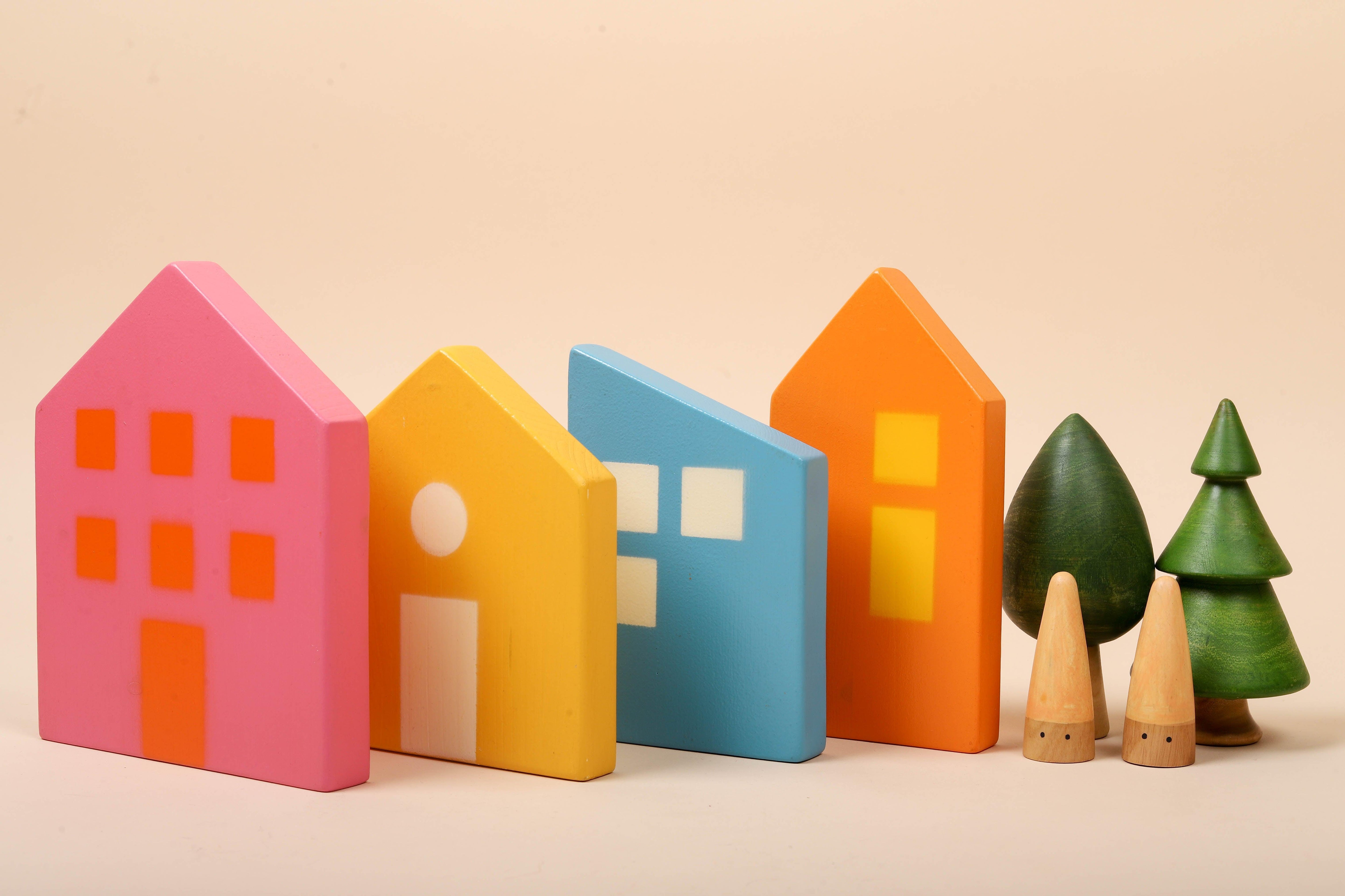Wooden Houses Toy | Set of 04 | Countryside - Bombay Toy Company