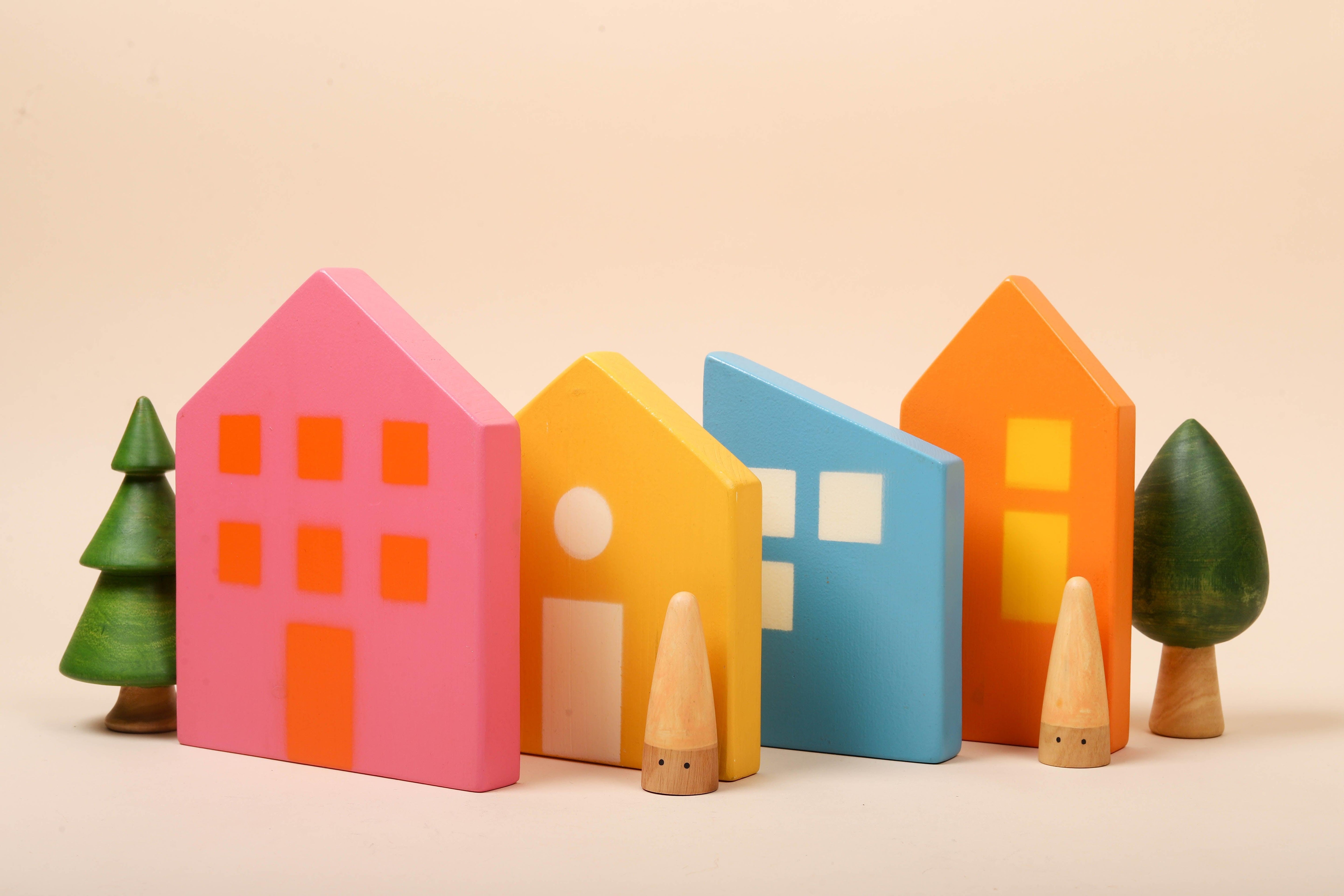 Wooden Houses Toy | Set of 04 | Countryside - Bombay Toy Company