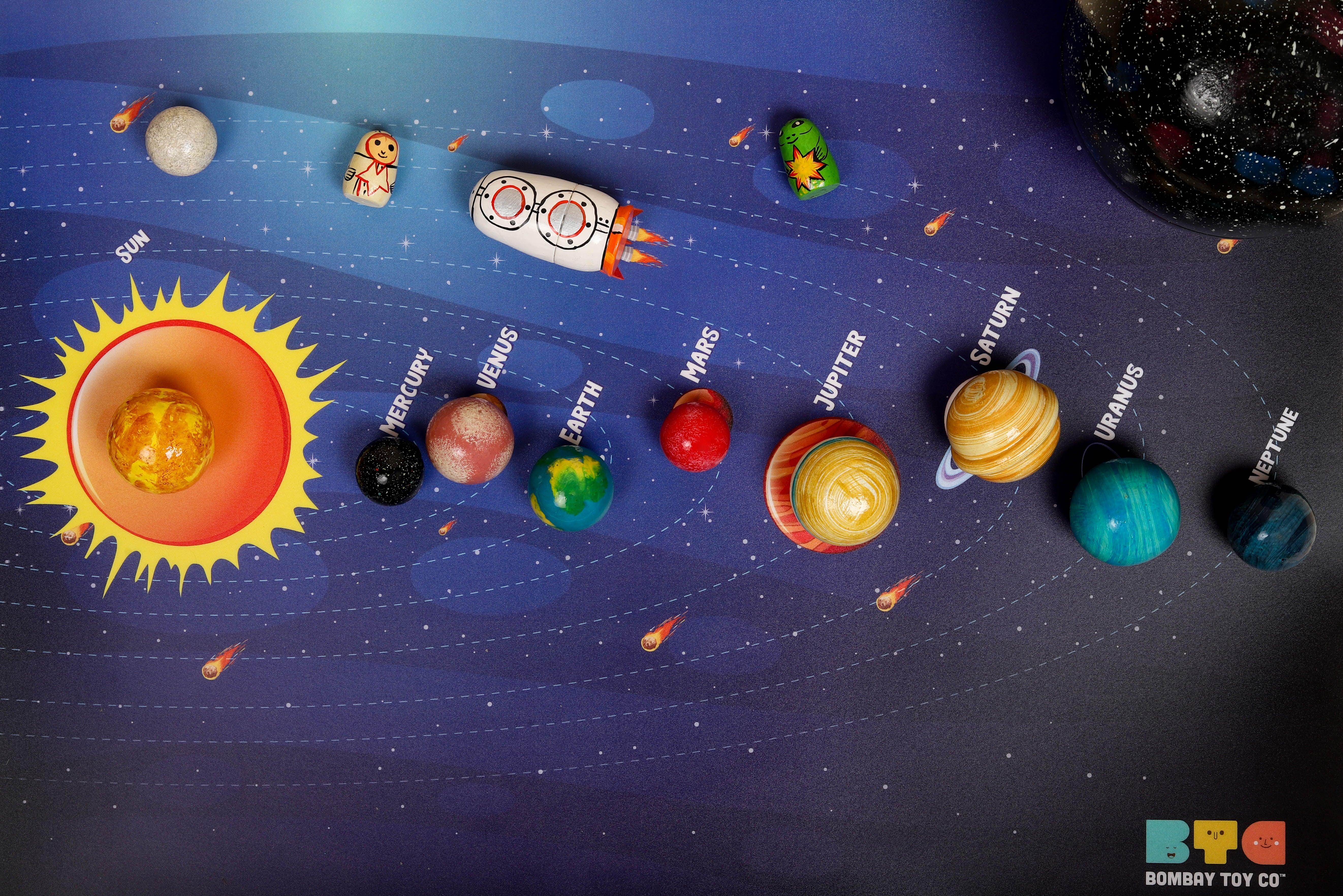 Wooden Solar System Toy | Space Explorer | Space Mat - Bombay Toy Company
