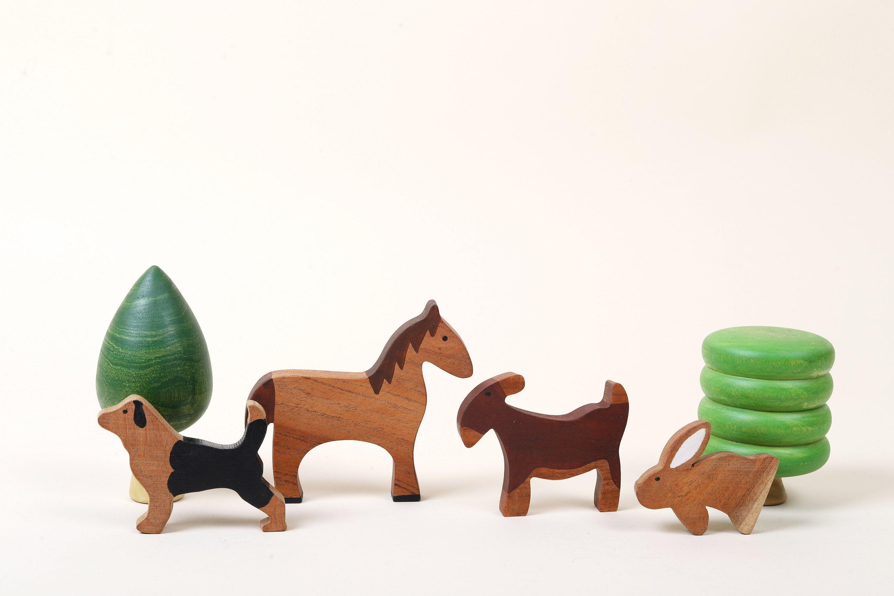 Wooden Farm Animals Toys - Bombay Toy Company