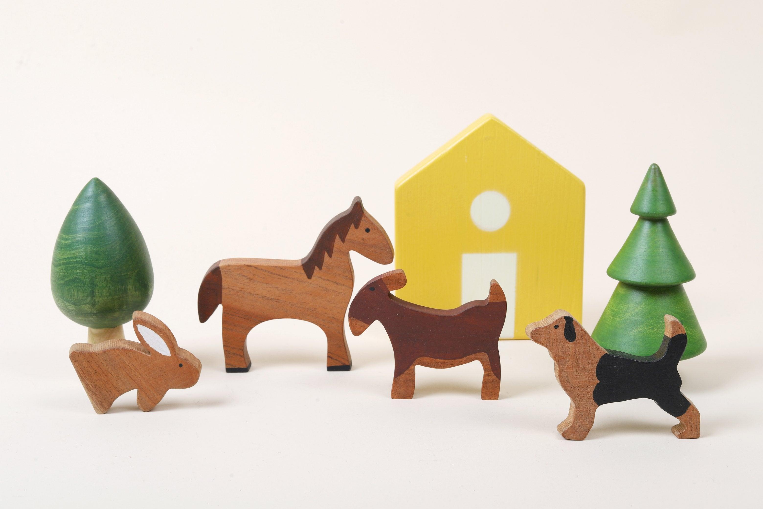 Wooden Farm Animals Toys - Bombay Toy Company