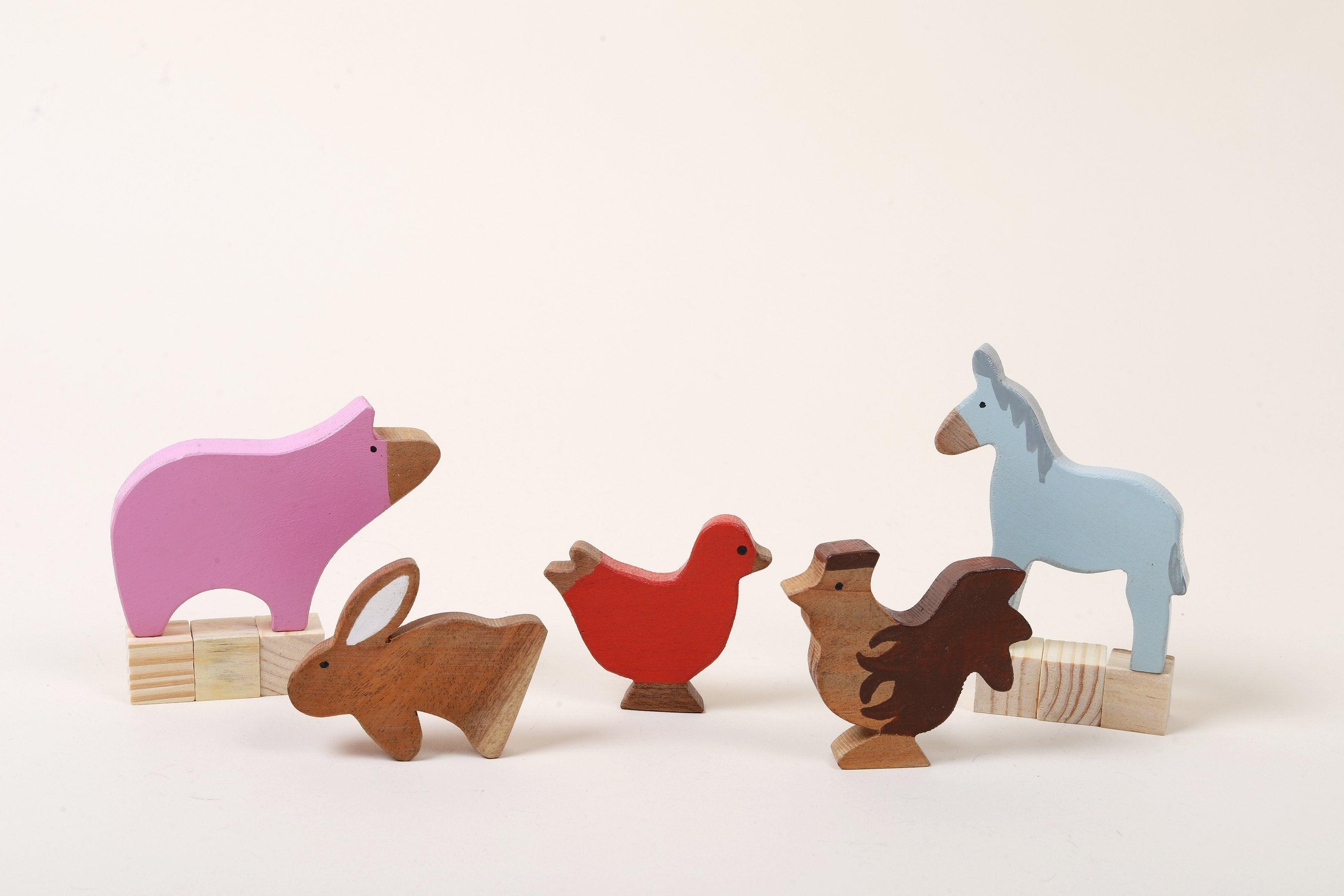 Wooden Farm Animals Toys - Bombay Toy Company