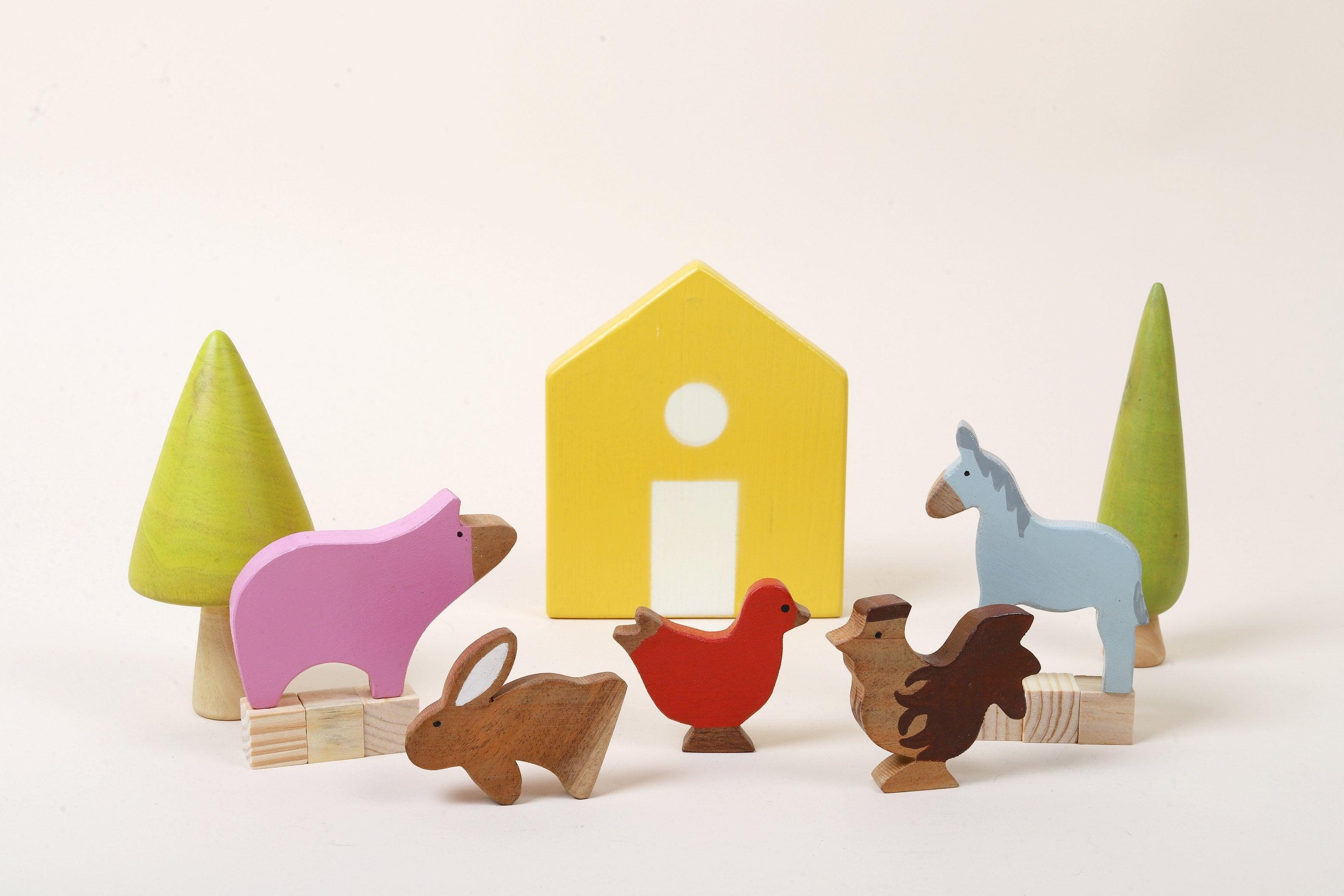 Wooden Farm Animals Toys - Bombay Toy Company