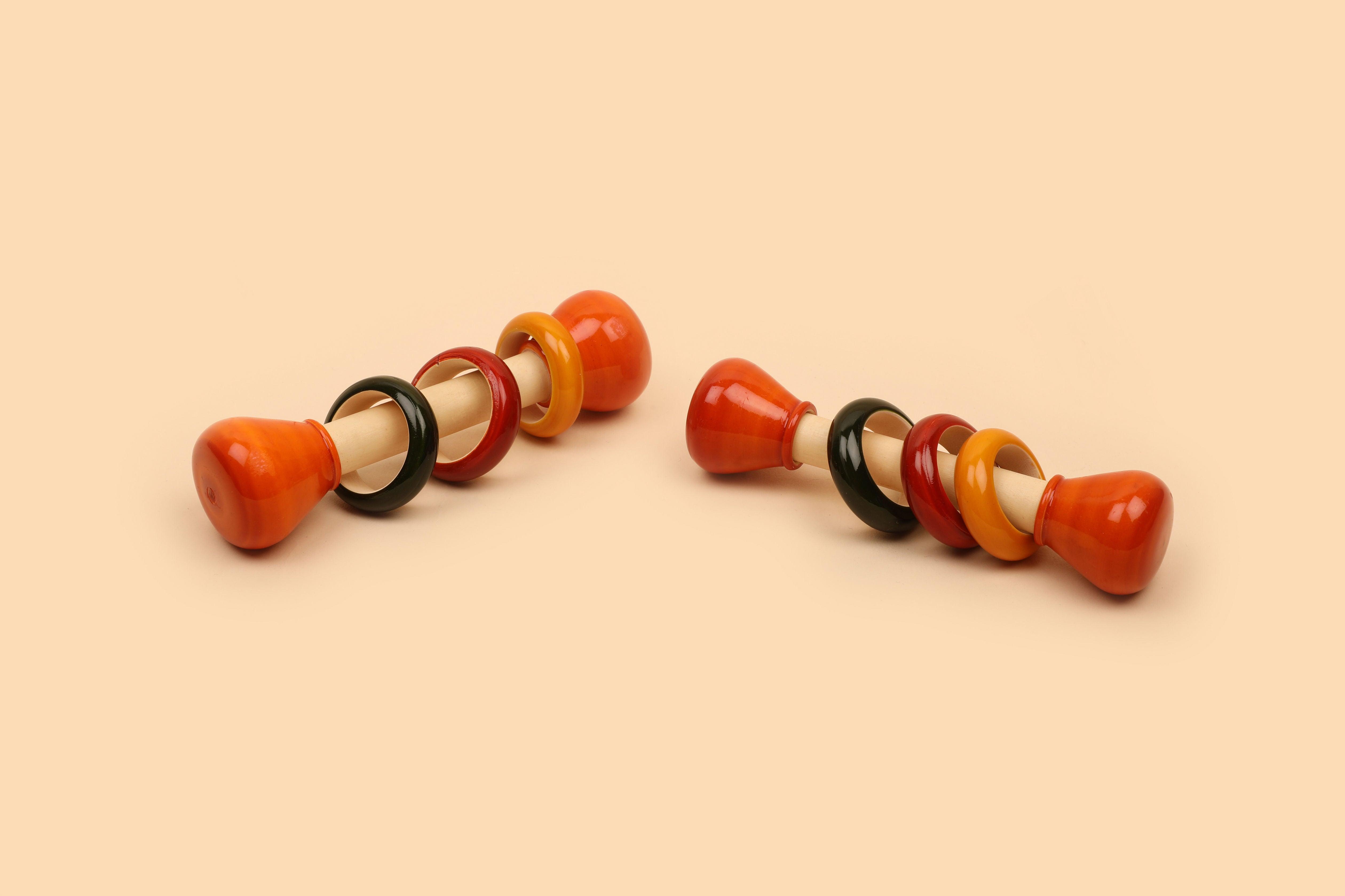 Wooden Rattle Toy for newborn babies | Naturally Lacquered - Bombay Toy Company