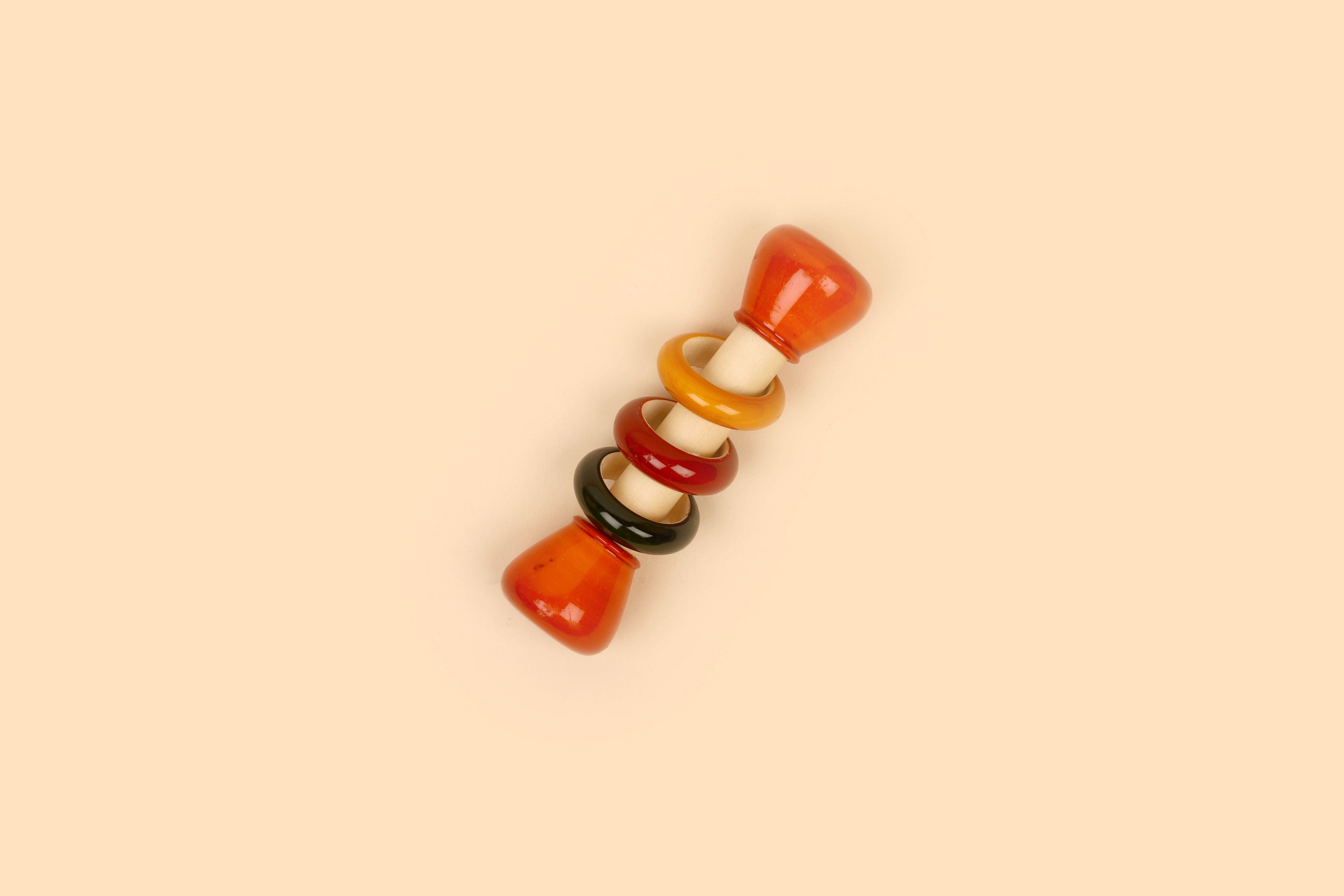 Wooden Rattle Toy for newborn babies | Naturally Lacquered - Bombay Toy Company