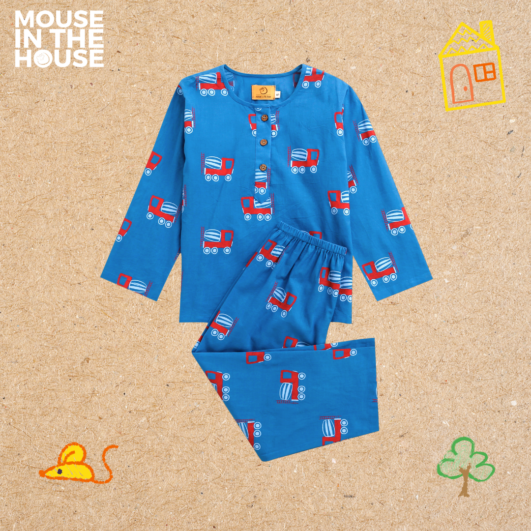 Whirly Cement Mixer (Blue)- Unisex Nightdress