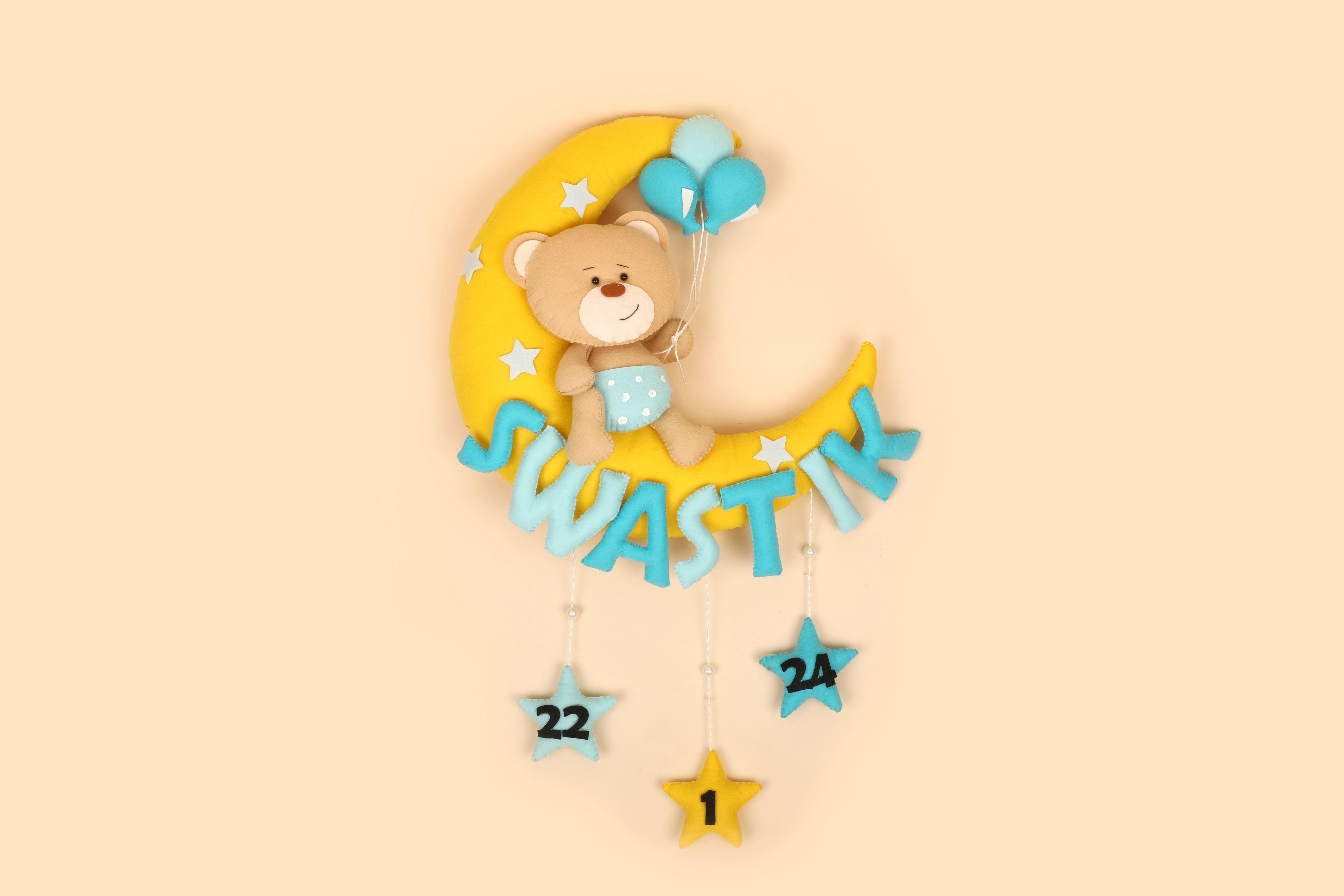 Personalized Felt Decor | Teddy on the Moon - Bombay Toy Company