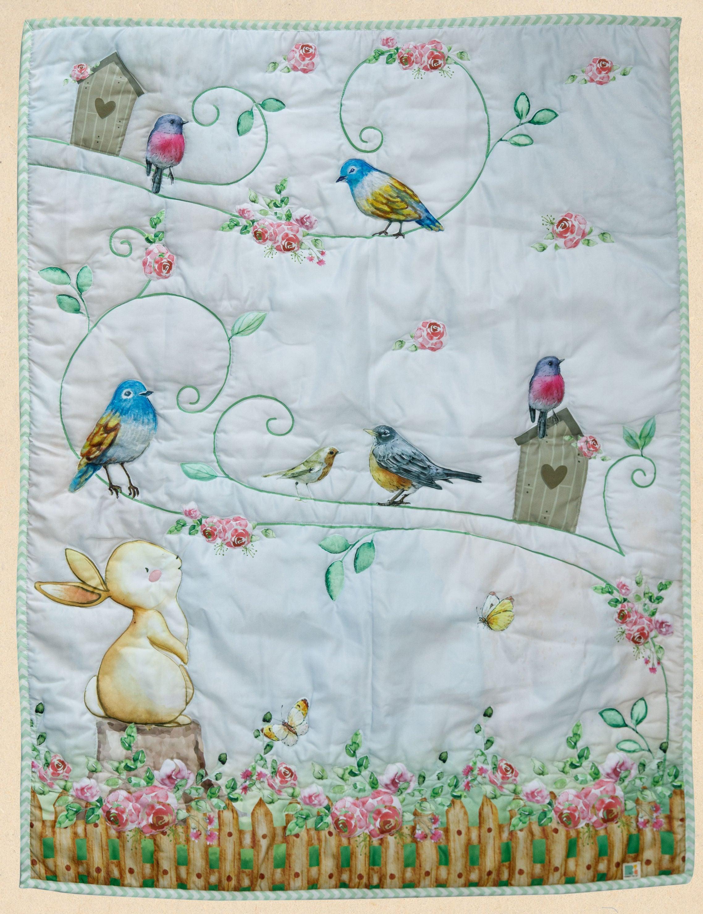 Bouncing Bunny & Birds Quilt - Bombay Toy Company