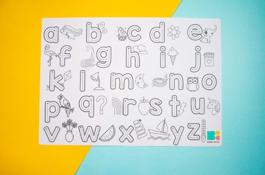 Colouring Mat | Reusable & Washable | Small English Alphabets - Bombay Toy Company