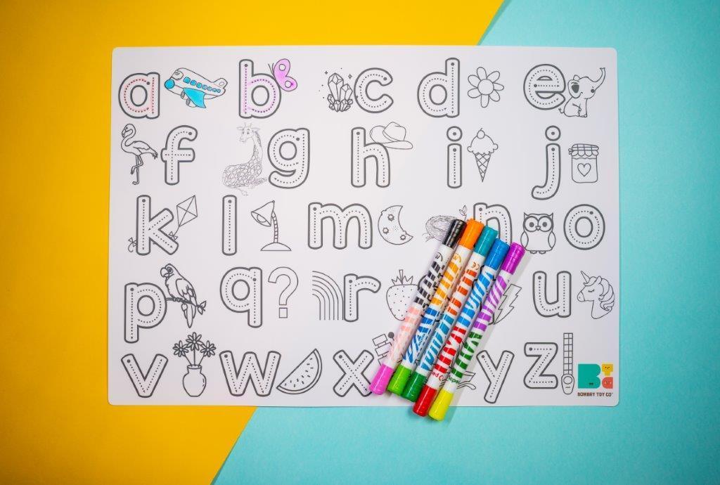 Colouring Mat | Reusable & Washable | Small English Alphabets - Bombay Toy Company