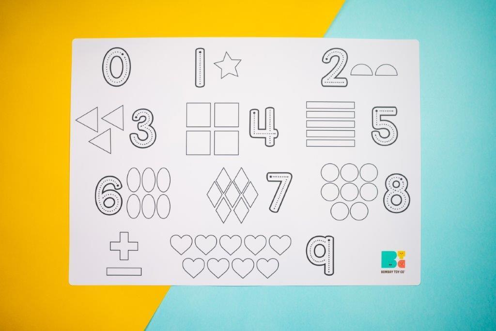 Colouring Mat | Reusable & Washable | English Numbers - Bombay Toy Company