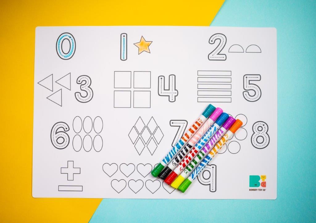 Colouring Mat | Reusable & Washable | English Numbers - Bombay Toy Company