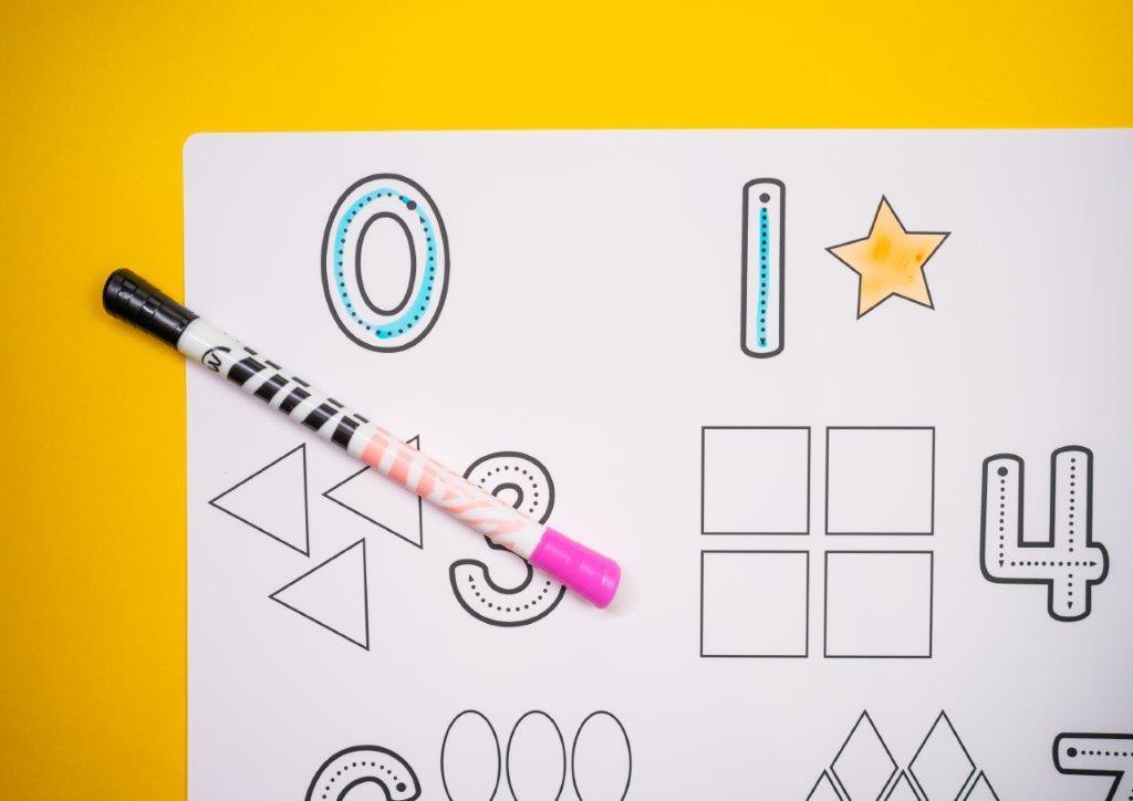 Colouring Mat | Reusable & Washable | English Numbers - Bombay Toy Company