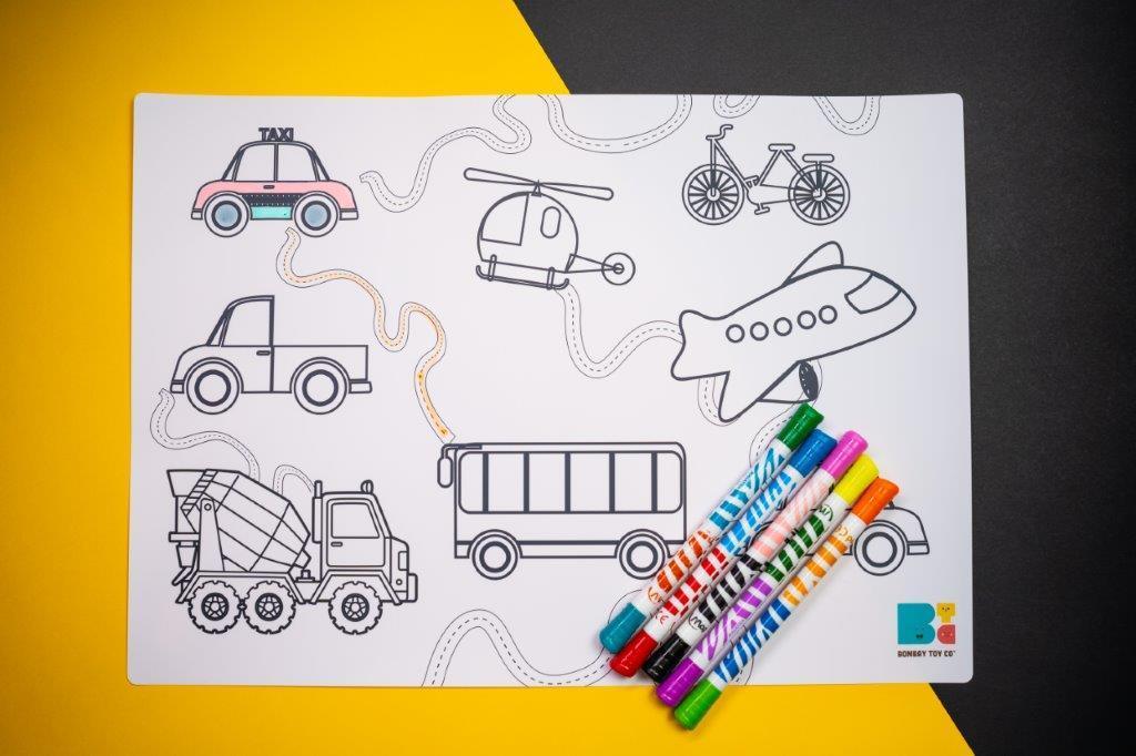 Colouring Mat | Reusable & Washable | City Vehicles - Bombay Toy Company