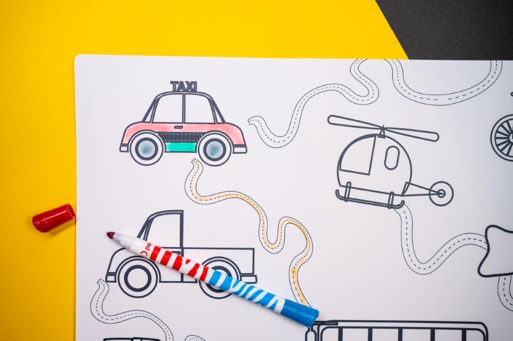 Colouring Mat | Reusable & Washable | City Vehicles - Bombay Toy Company