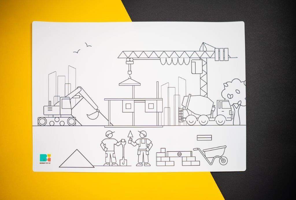 Colouring Mat | Reusable & Washable | Construction worksite - Bombay Toy Company