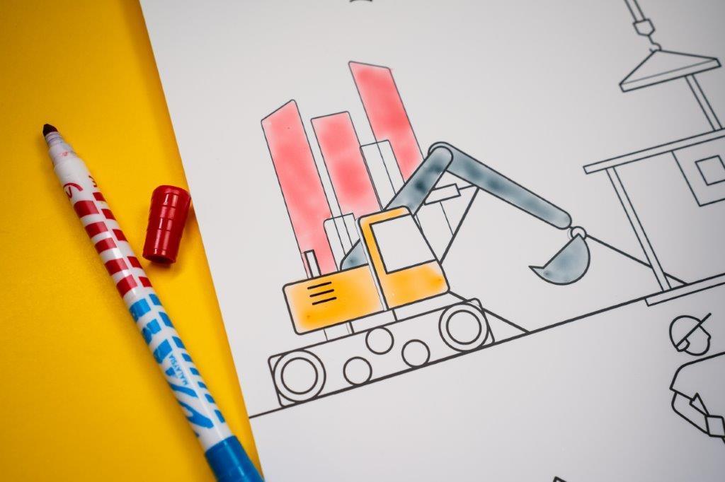 Colouring Mat | Reusable & Washable | Construction worksite - Bombay Toy Company