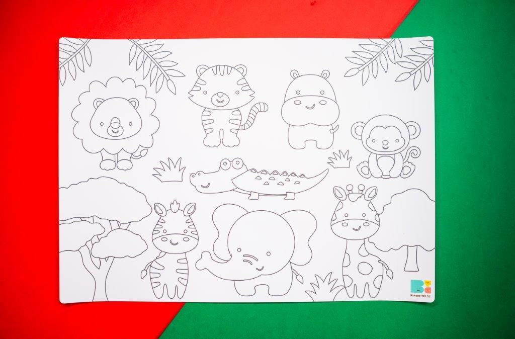Colouring Mat | Reusable & Washable | Jungle Friends - Bombay Toy Company