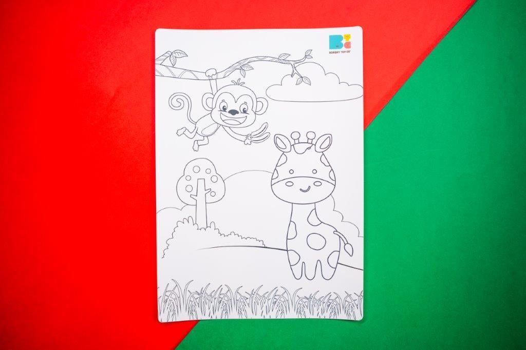 Colouring Mat | Reusable & Washable | Travel Size - Happy Jungle - Bombay Toy Company