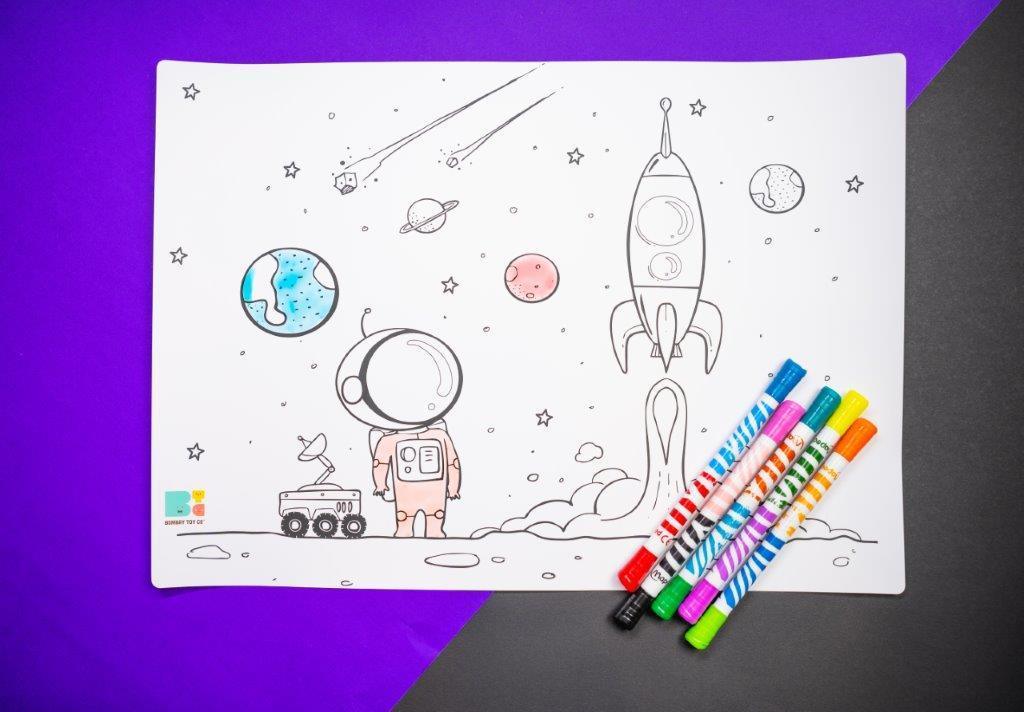 Colouring Mat | Reusable & Washable | Space Magic - Bombay Toy Company