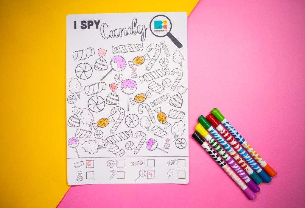 Colouring Mat | Reusable & Washable | Travel Size - Candy Activity Mat - Bombay Toy Company