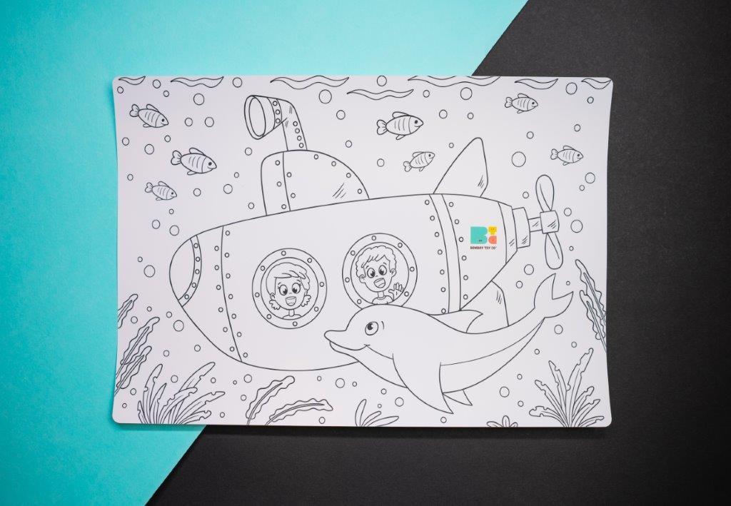 Colouring Mat | Reusable & Washable | Travel Size - Ocean Buddies - Bombay Toy Company