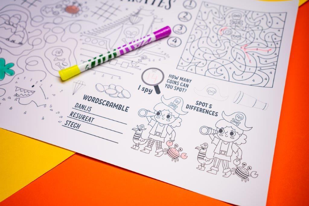 Reusable & Washable Colouring Mat | I Spy - Pirates Activity Mat - Bombay Toy Company