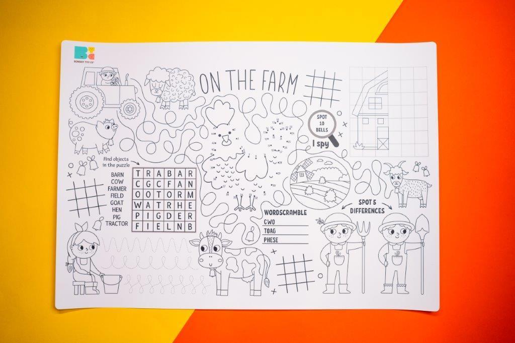 Colouring Mat | Reusable & Washable | I Spy - On the Farm Activity Mat - Bombay Toy Company
