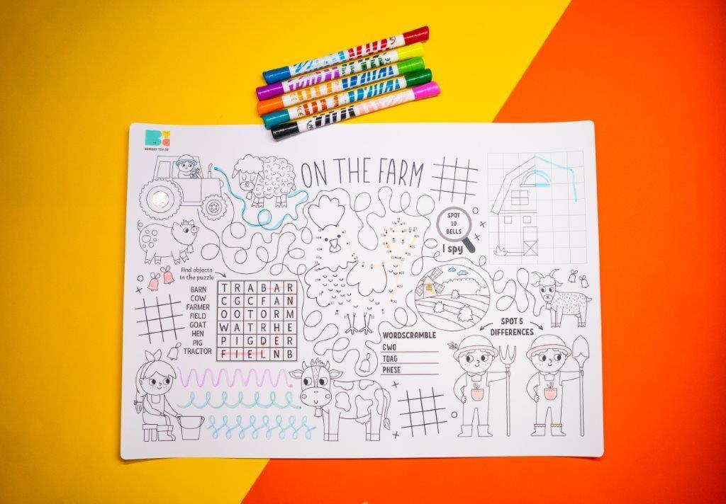 Colouring Mat | Reusable & Washable | I Spy - On the Farm Activity Mat - Bombay Toy Company