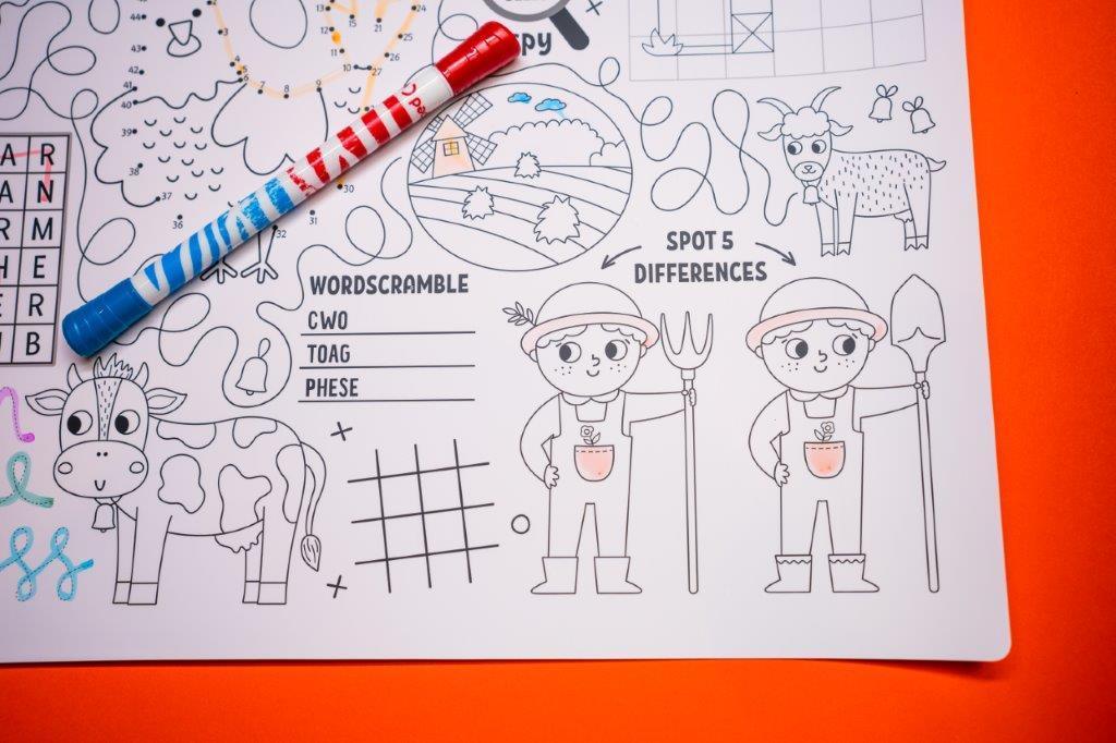 Colouring Mat | Reusable & Washable | I Spy - On the Farm Activity Mat - Bombay Toy Company