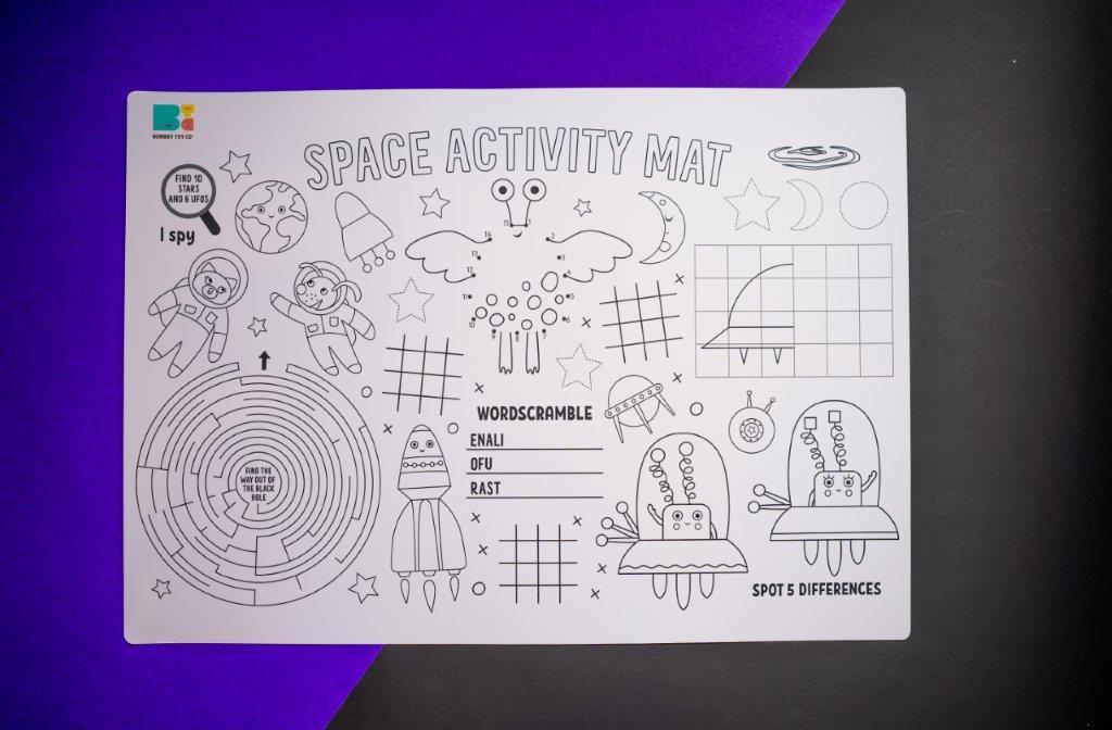 Colouring Mat | Reusable & Washable | I Spy - Space Activity Mat - Bombay Toy Company