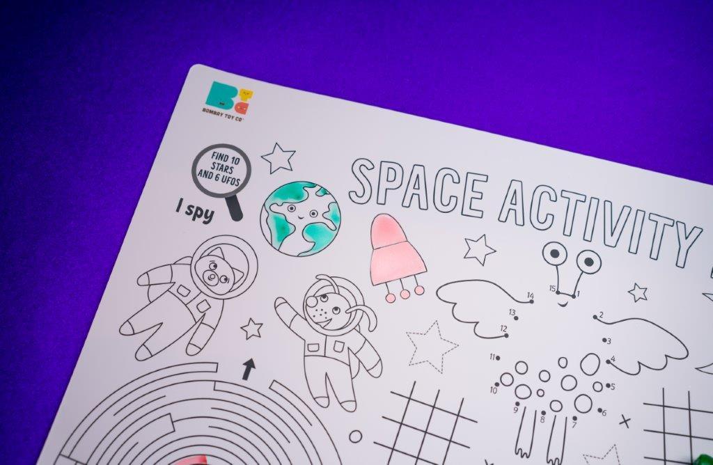 Colouring Mat | Reusable & Washable | I Spy - Space Activity Mat - Bombay Toy Company