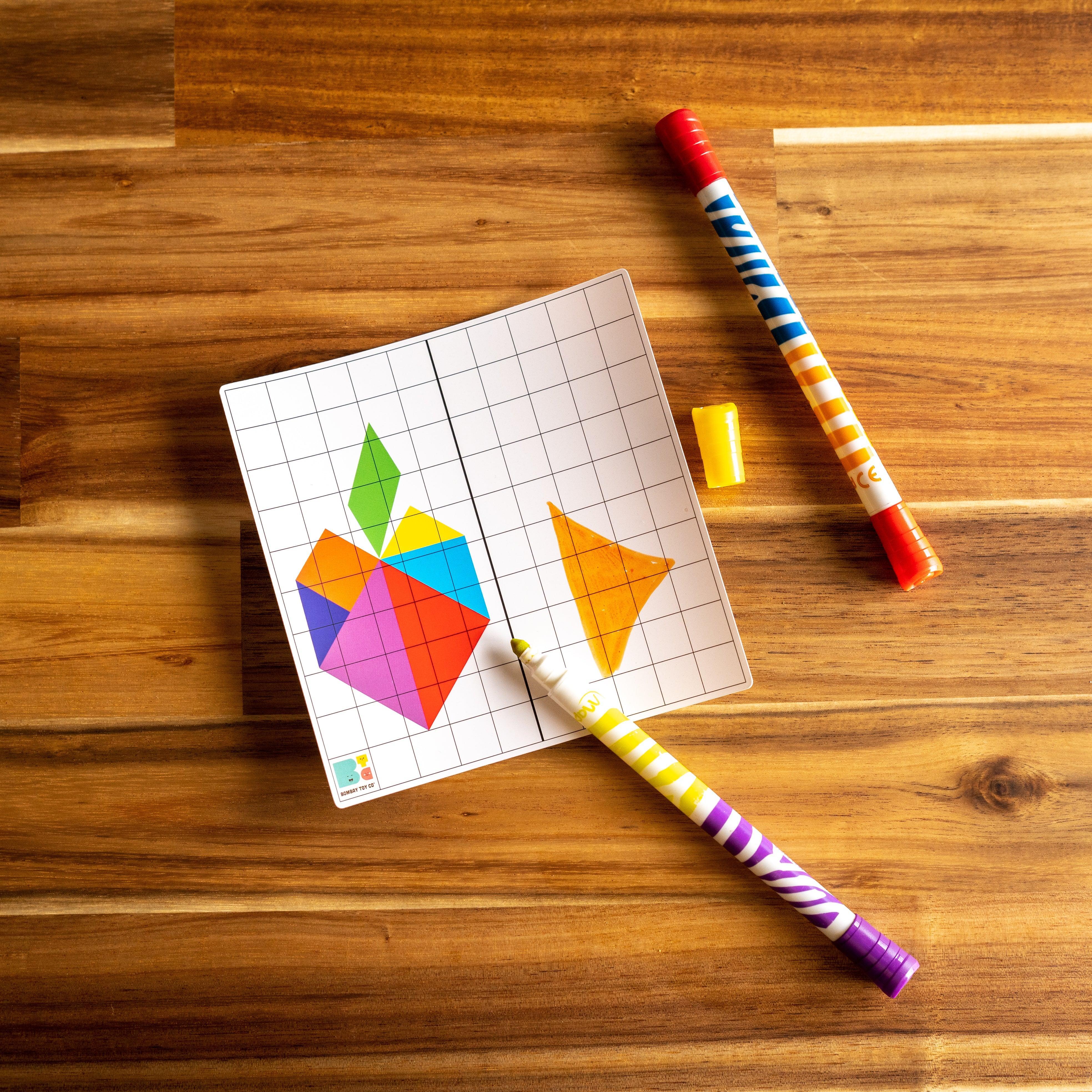 Tangram Board Game | Washable and Reusable Mat - Bombay Toy Company