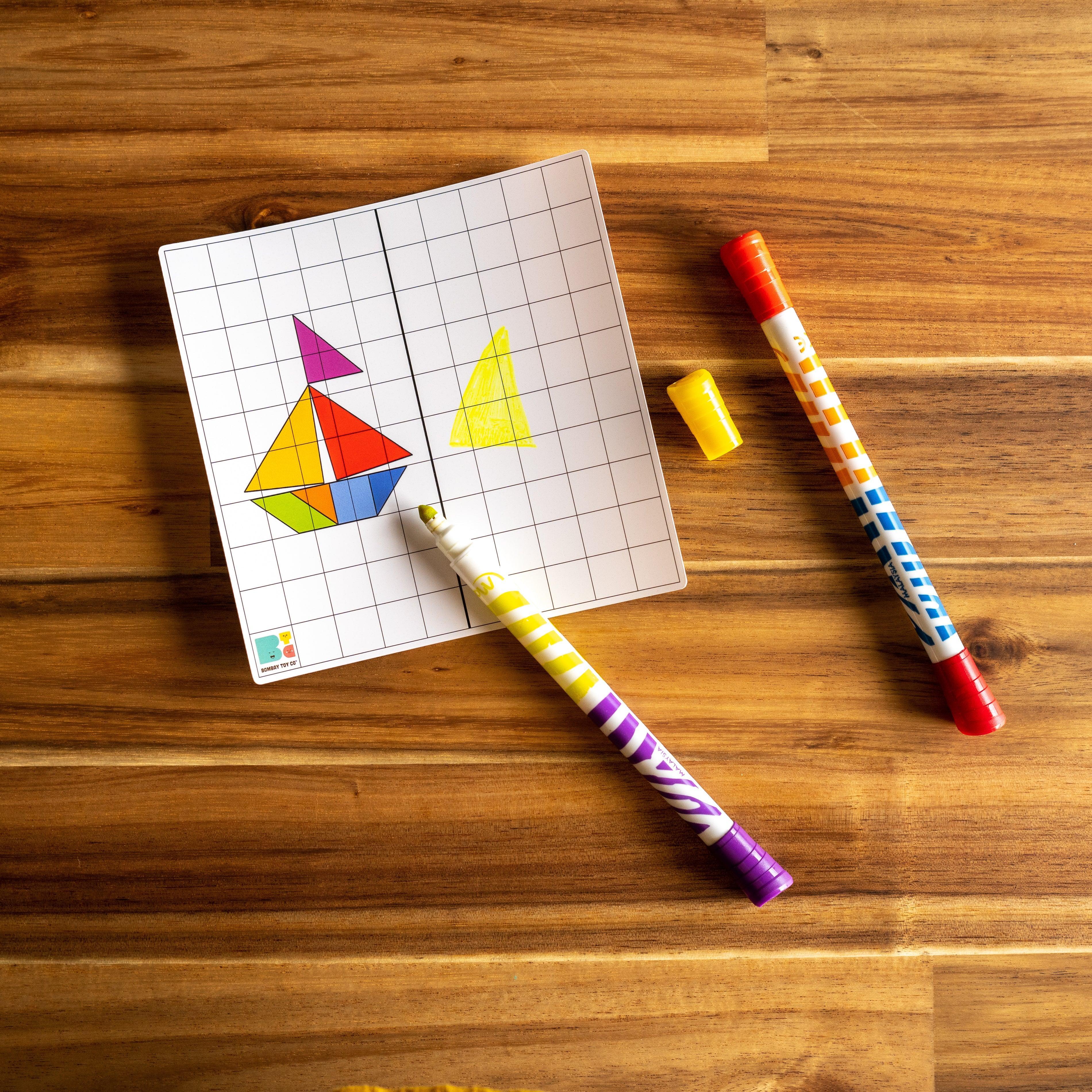 Tangram Board Game | Washable and Reusable Mat - Bombay Toy Company
