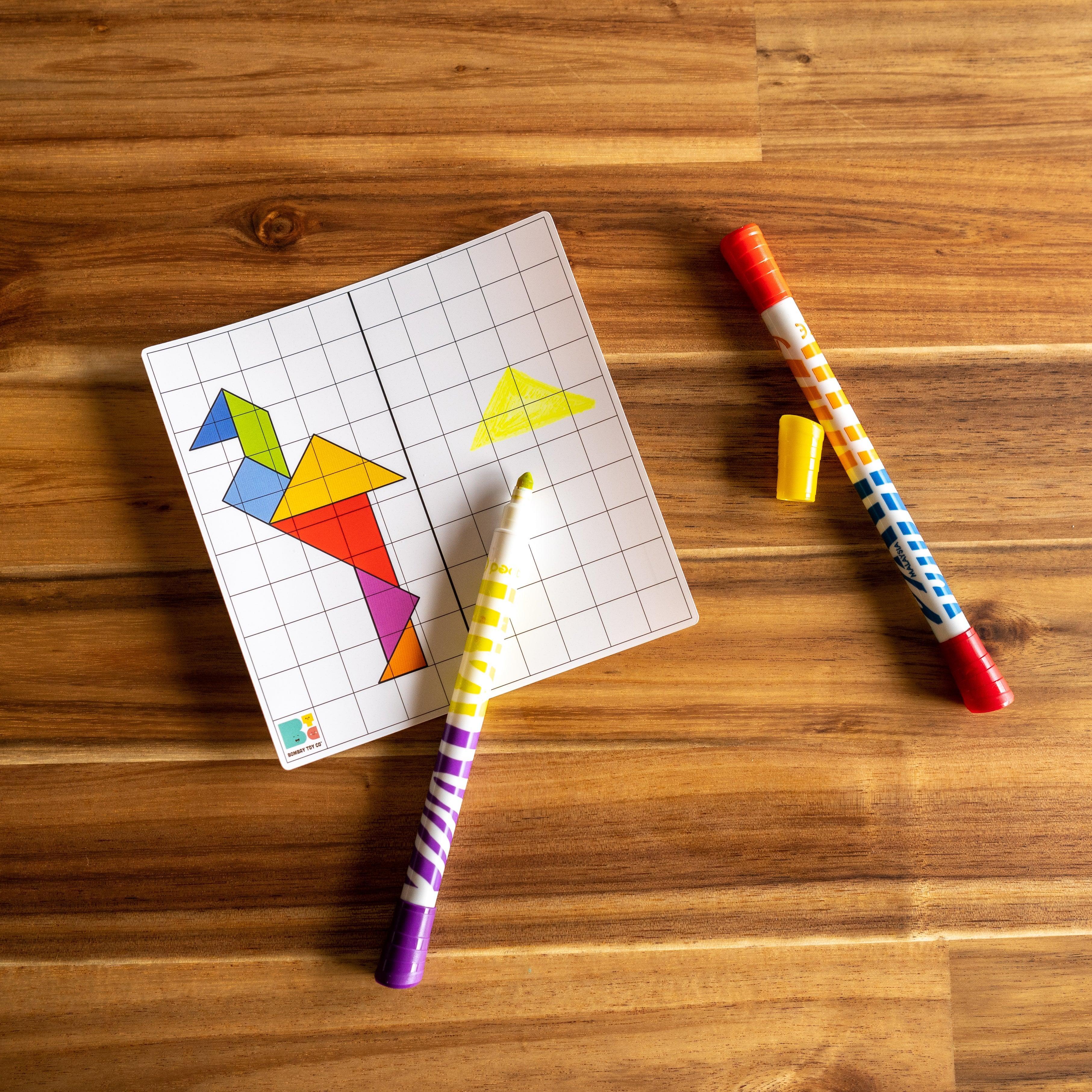Tangram Board Game | Washable and Reusable Mat - Bombay Toy Company