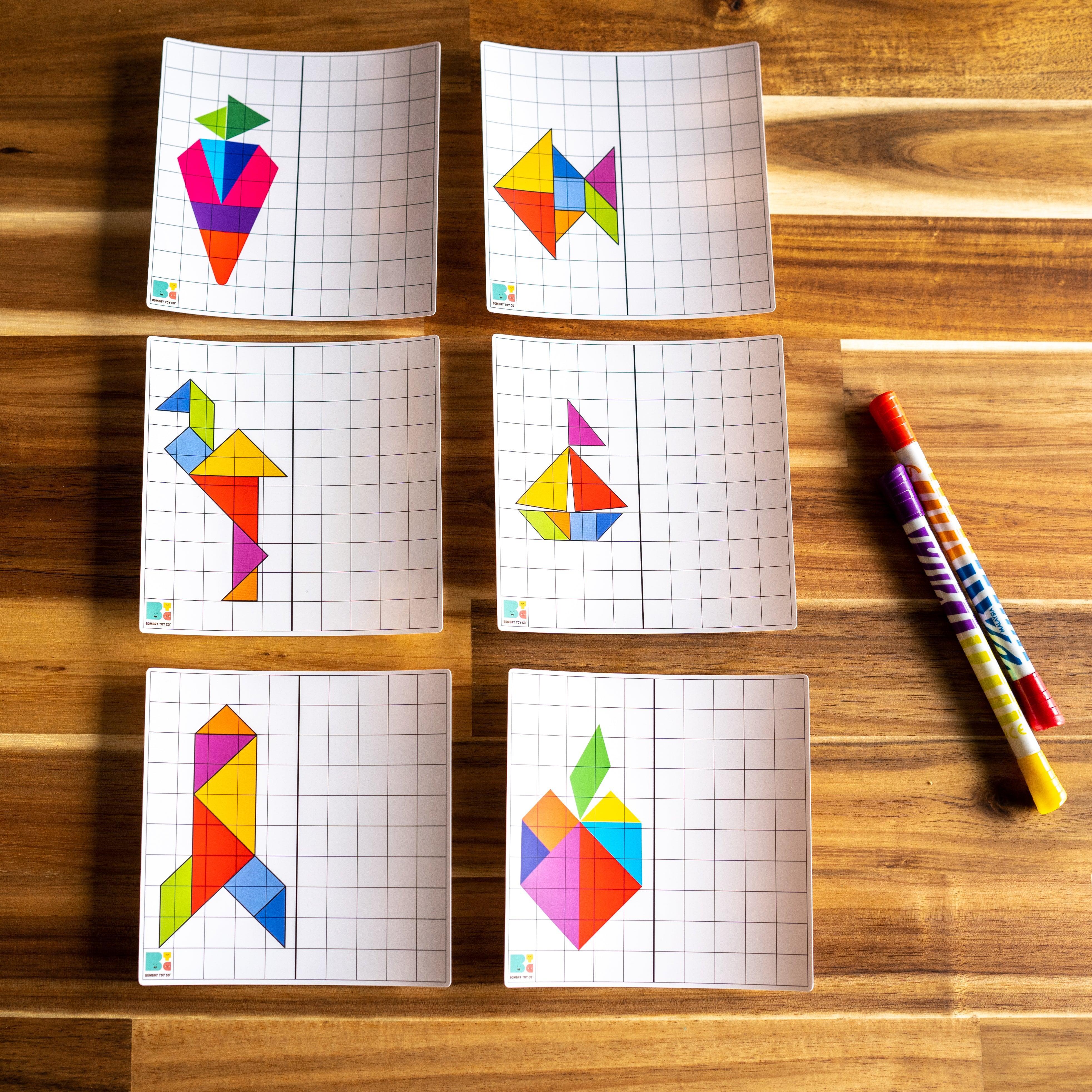 Tangram Board Game | Washable and Reusable Mat - Bombay Toy Company