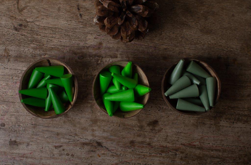 Wooden Loose Parts | Cones | Midnight Forest, Raging Sun and Balmy Afternoon - Bombay Toy Company