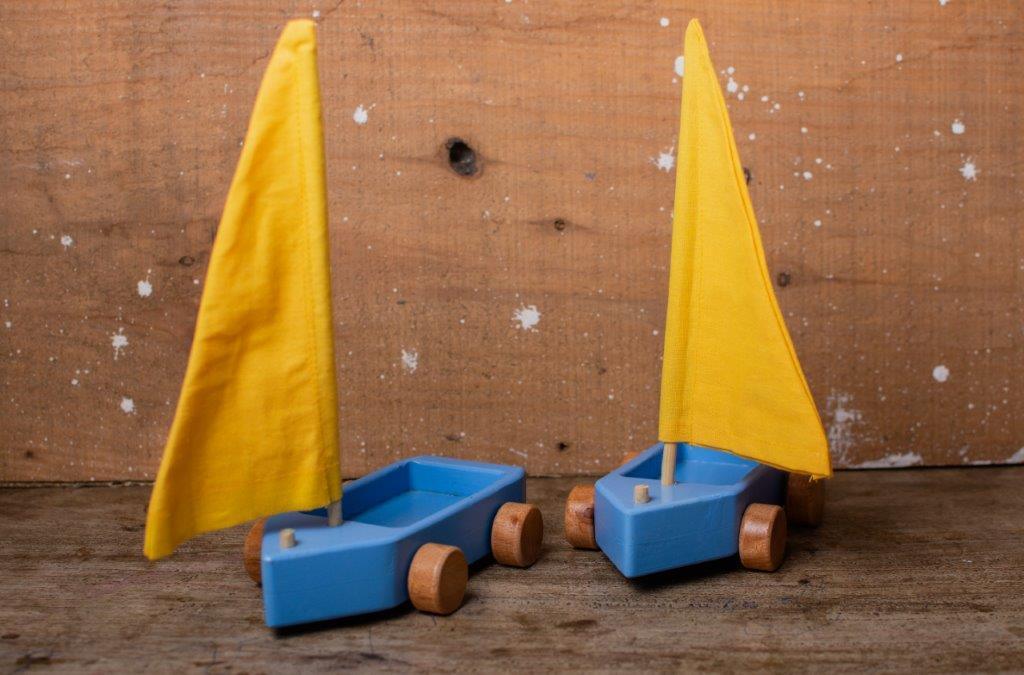 Wooden Blue Boat Toy - Bombay Toy Company