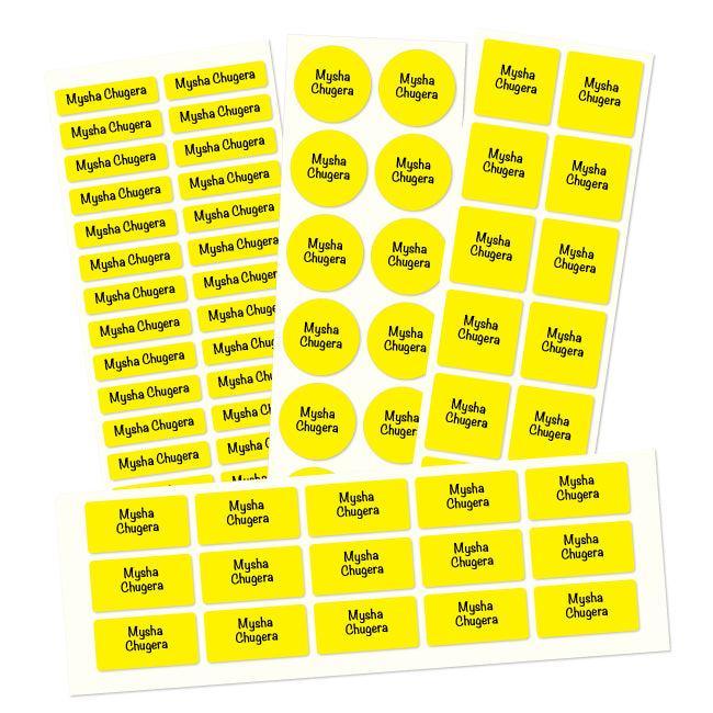 Personalised Name Labels | Name labels for School | Solid Yellow - Bombay Toy Company