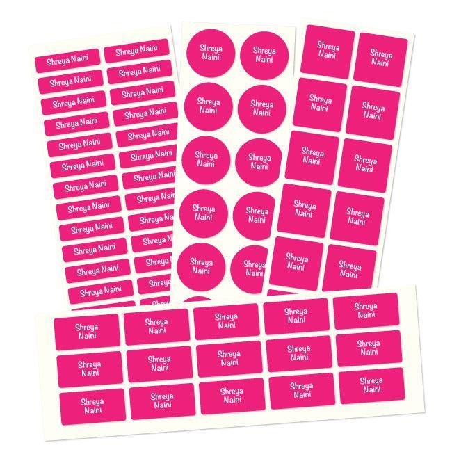 Personalised Name Labels | Name labels for School | Solid Hot Pink - Bombay Toy Company